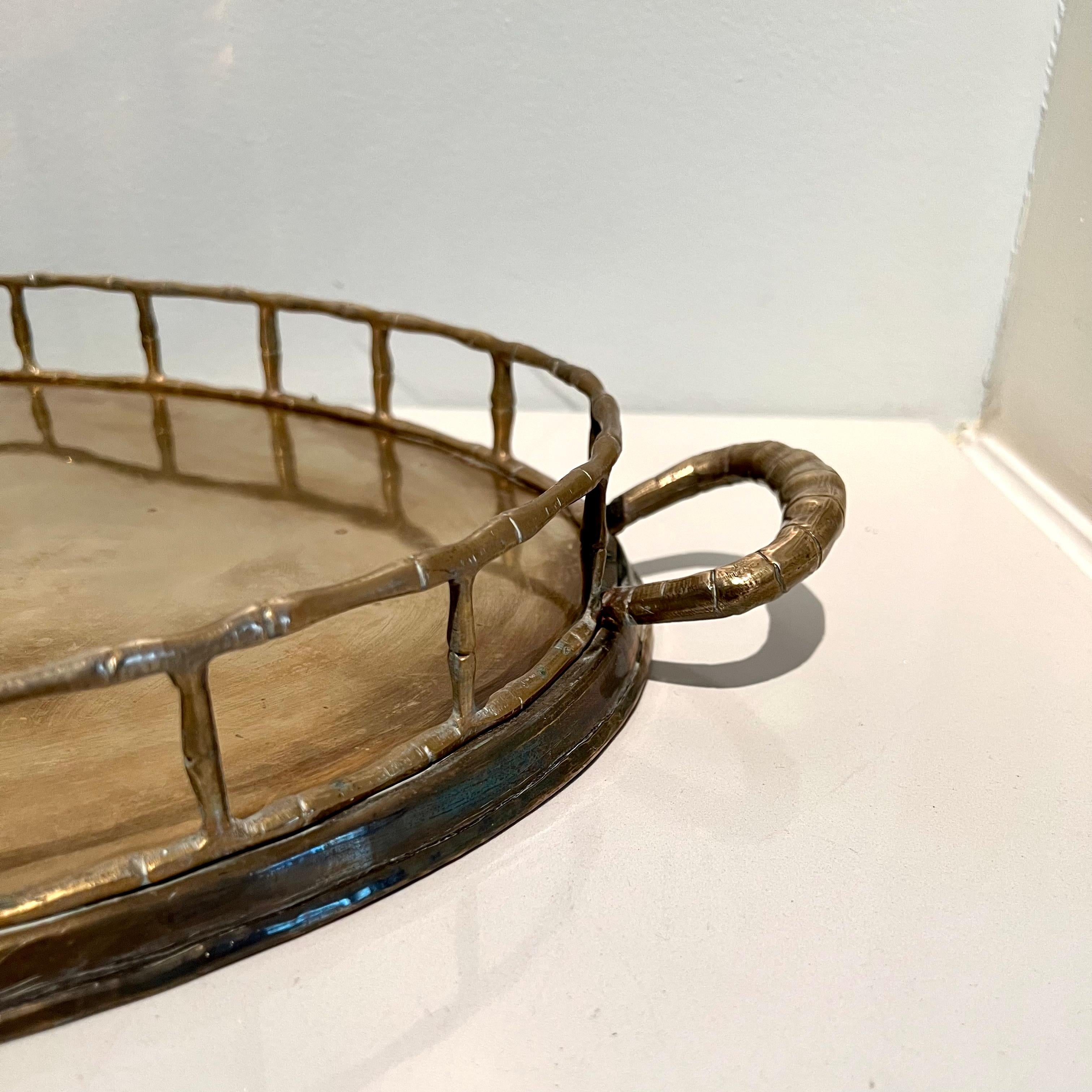 20th Century Oval Brass Bamboo Tray in the Style of Ralph Lauren