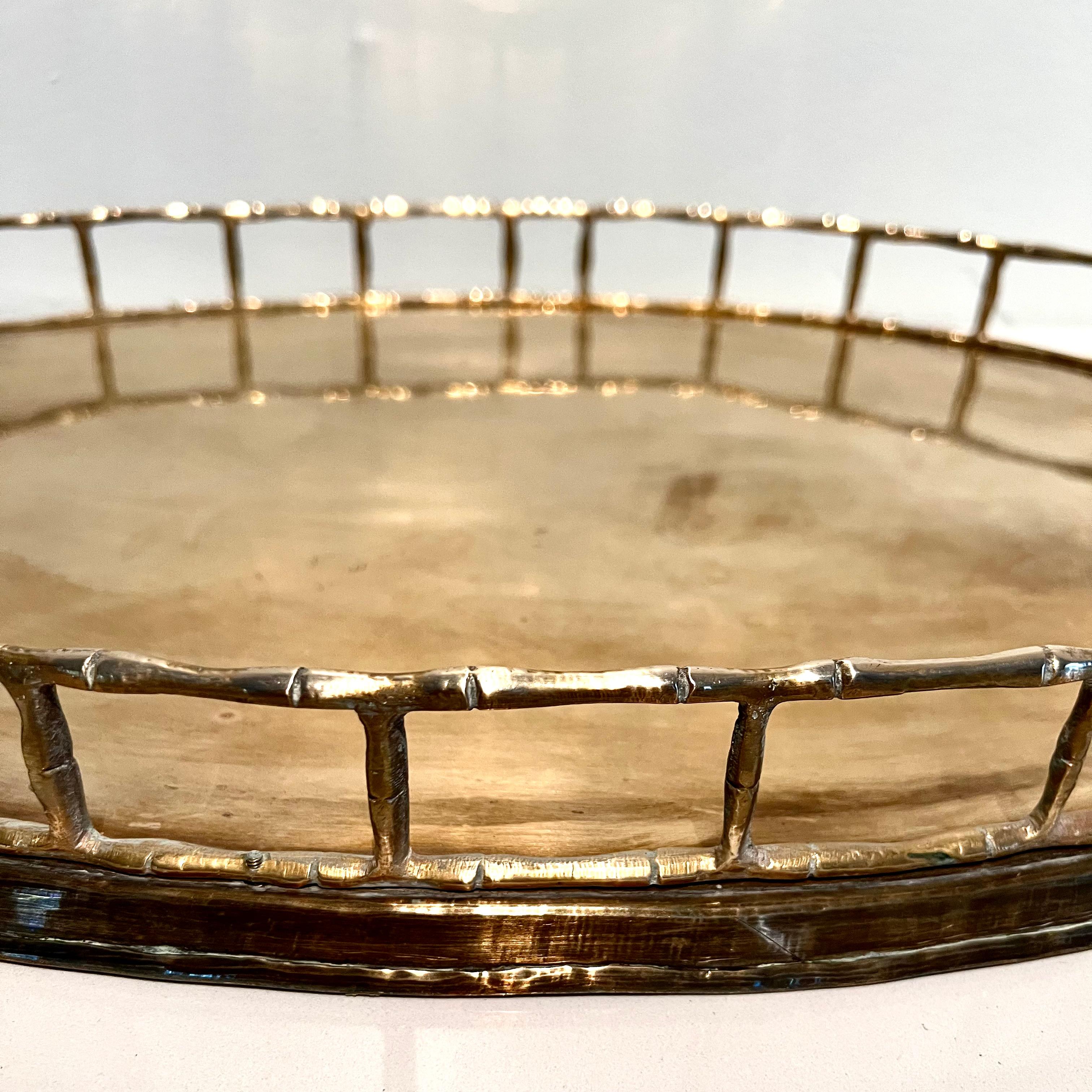 Oval Brass Bamboo Tray in the Style of Ralph Lauren 2