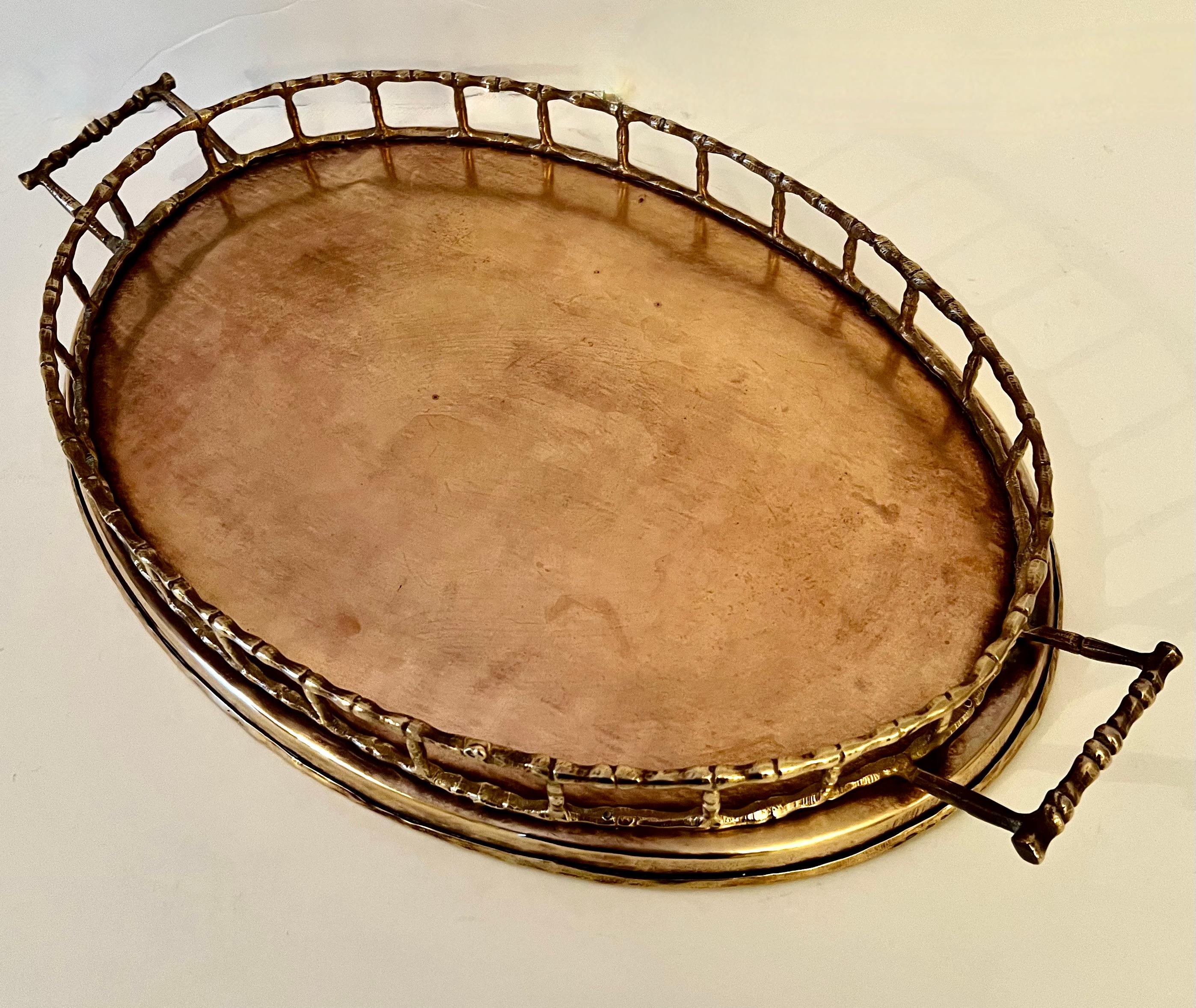 Oval Brass Bamboo Tray in the Style of Ralph Lauren For Sale 2