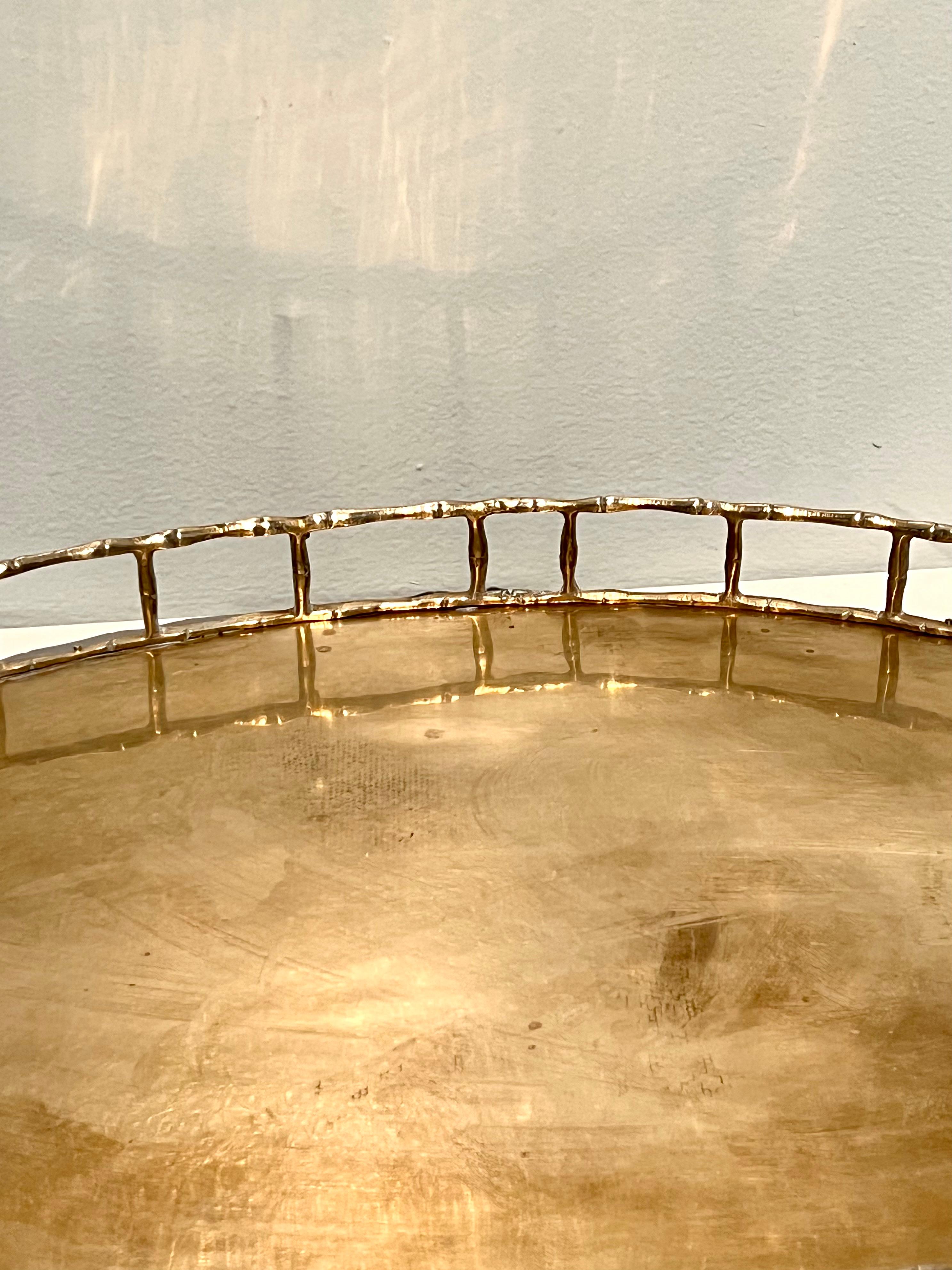 Oval Brass Bamboo Tray in the Style of Ralph Lauren 3
