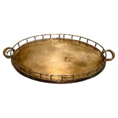 Oval Brass Bamboo Tray in the Style of Ralph Lauren