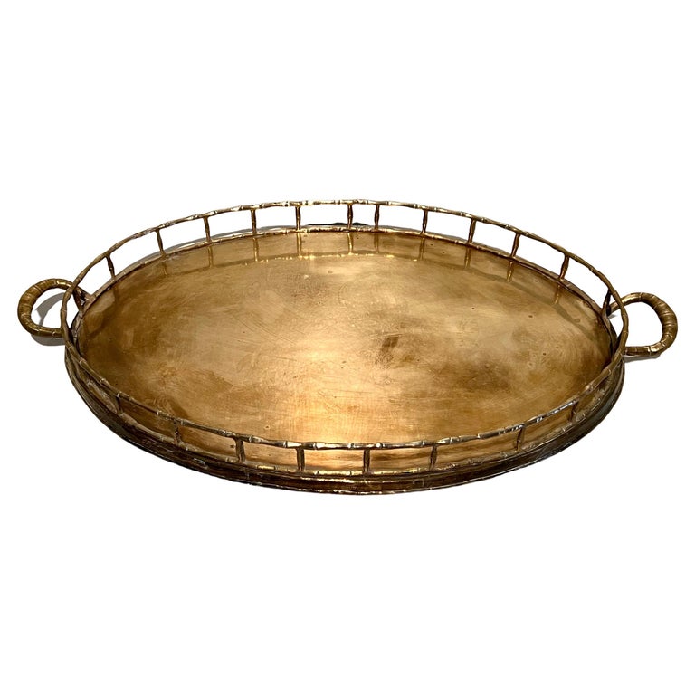 Oval Brass Bamboo Tray in the Style of Ralph Lauren at 1stDibs