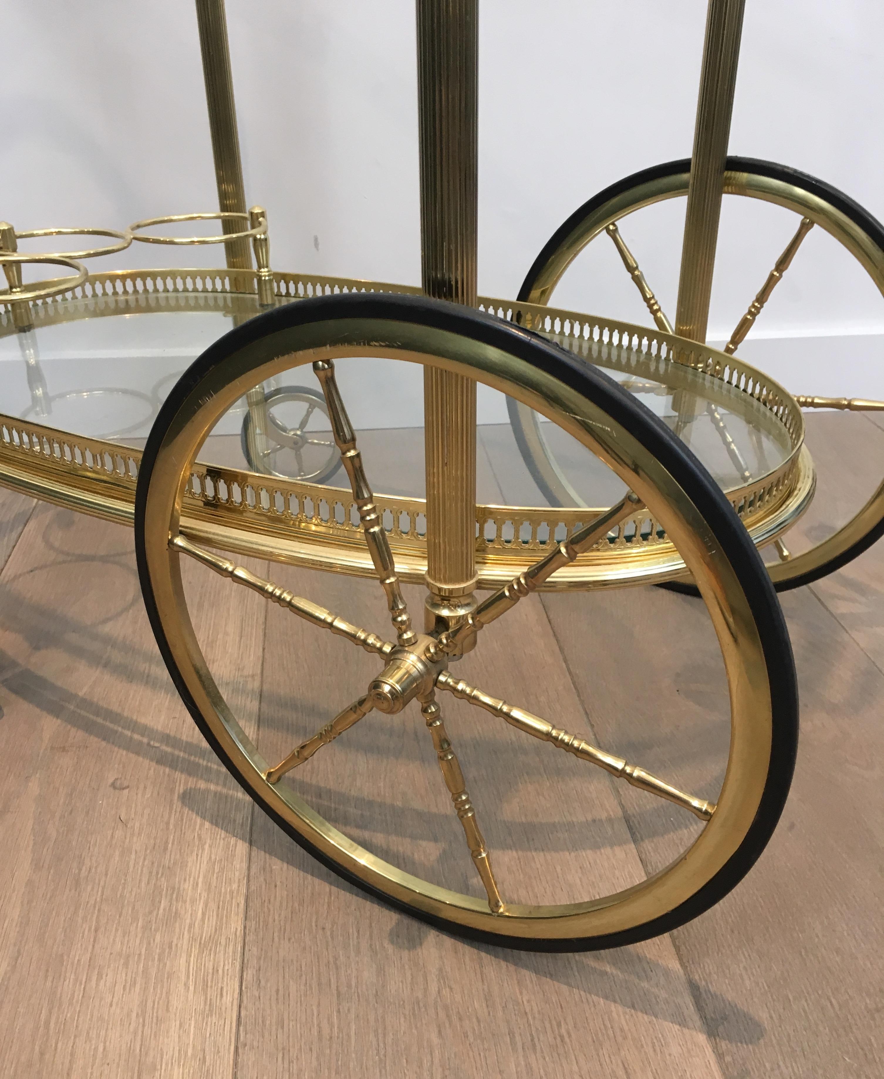 Oval Brass Bar Cart by Maison Bagués en vente 3