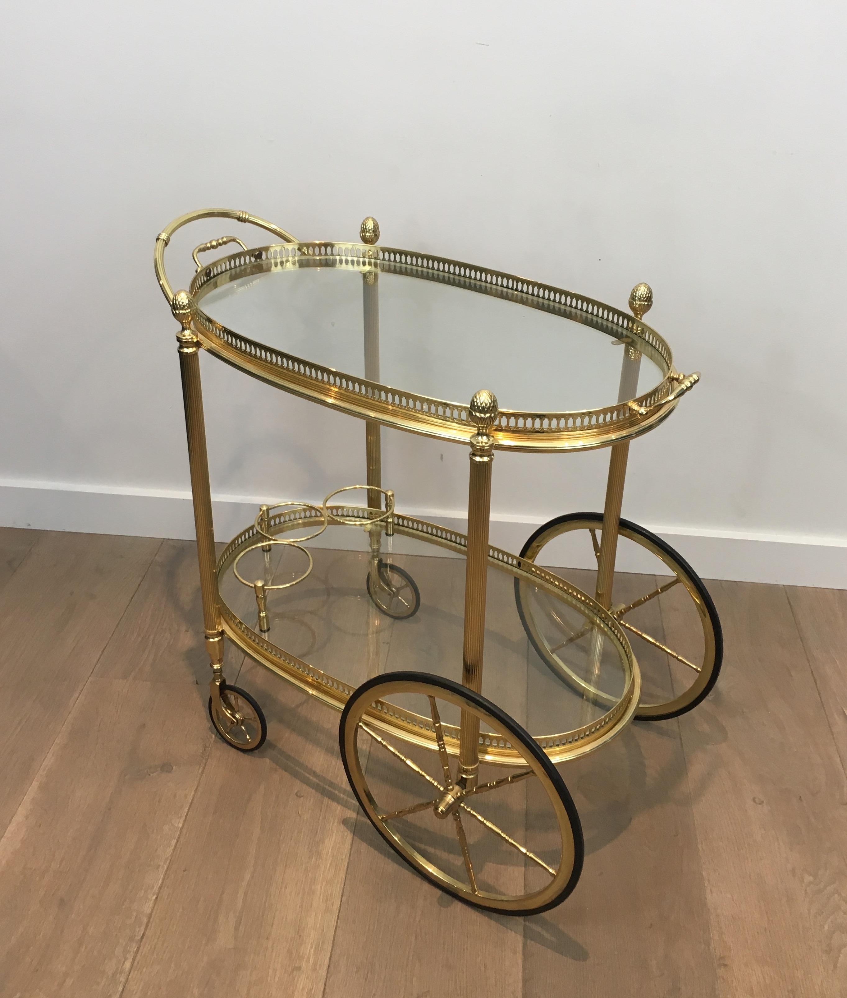 Oval Brass Bar Cart by Maison Bagués en vente 4