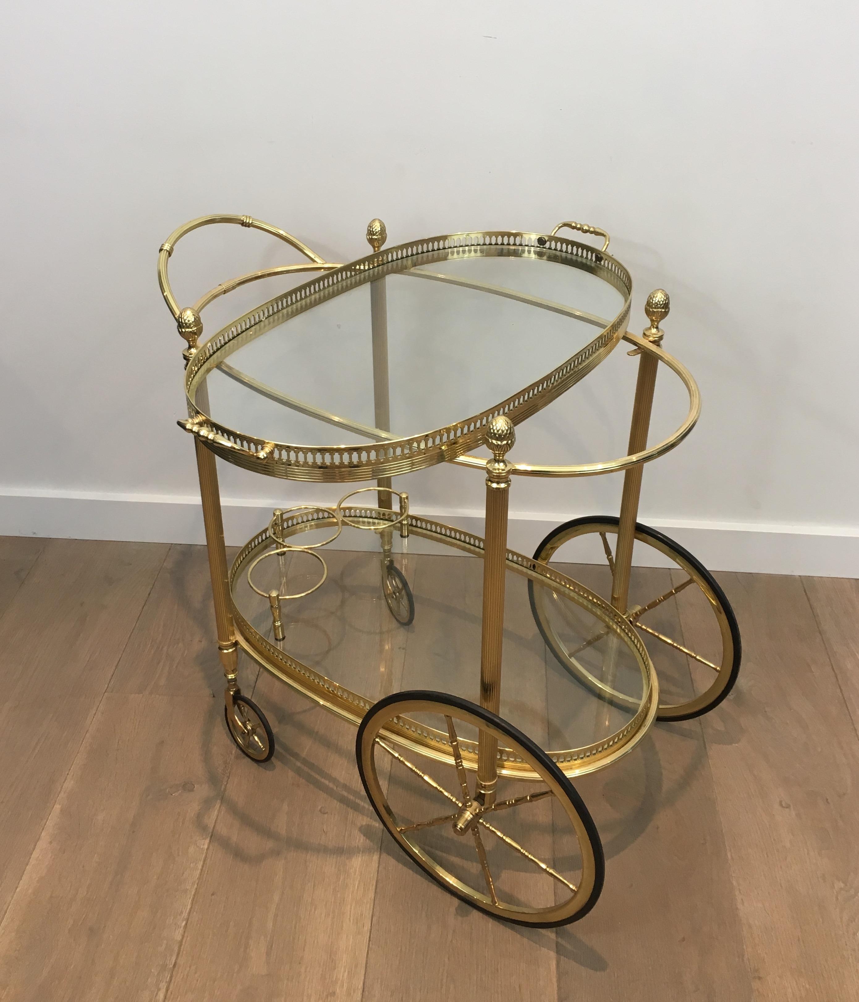 Oval Brass Bar Cart by Maison Bagués en vente 5