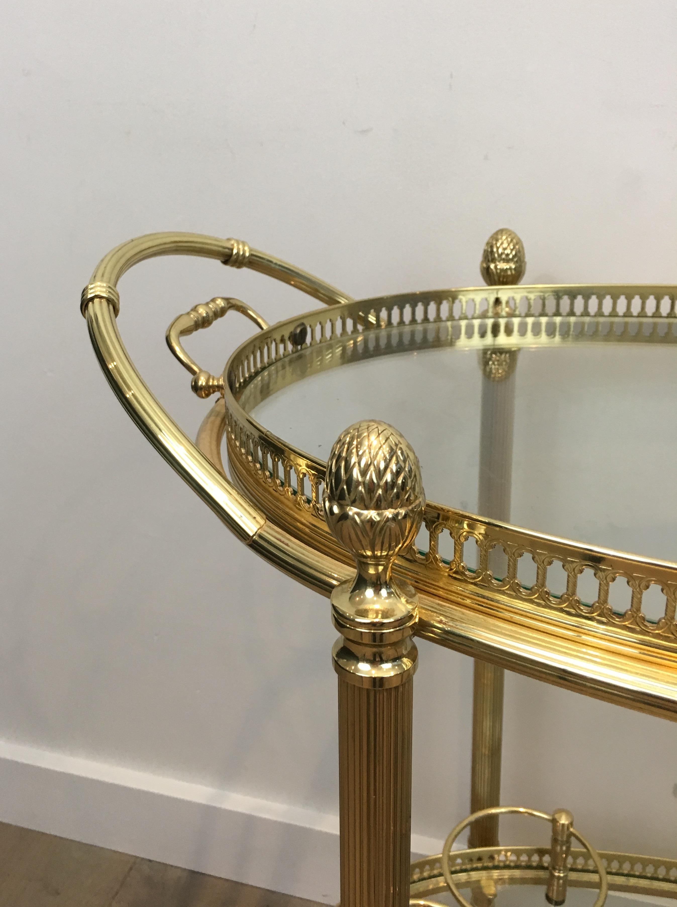 Oval Brass Bar Cart by Maison Bagués en vente 6