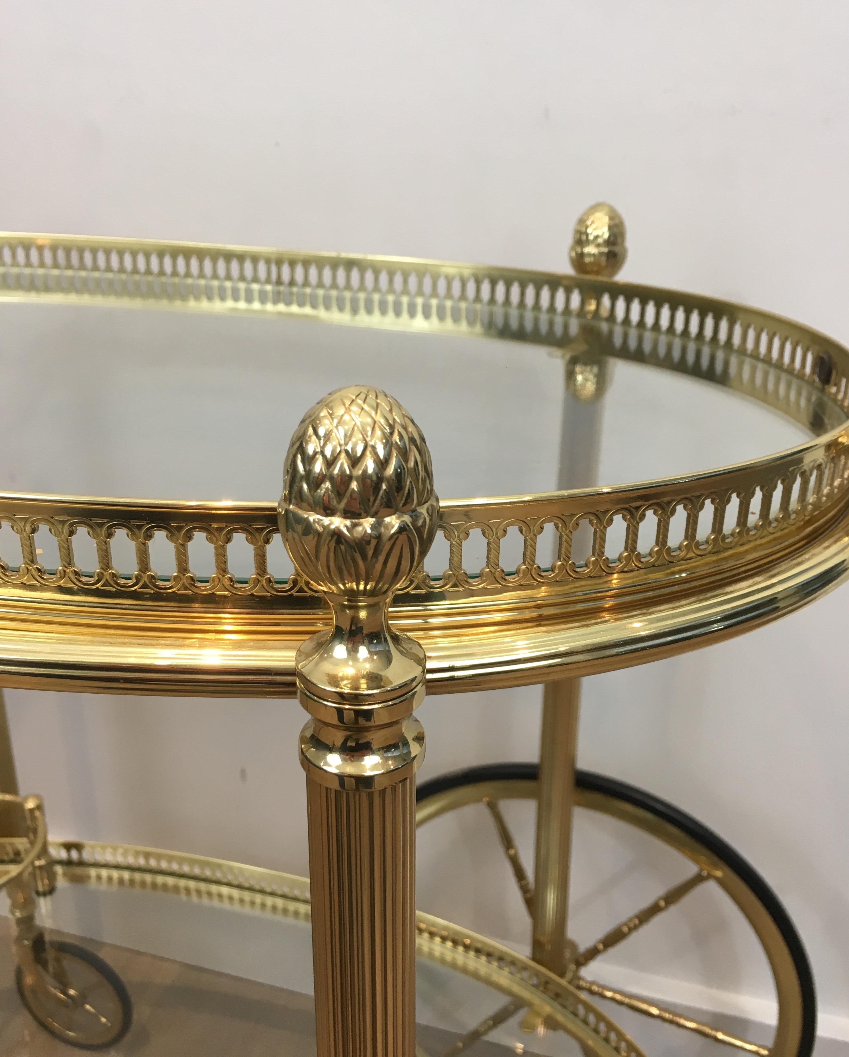 Oval Brass Bar Cart by Maison Bagués en vente 7