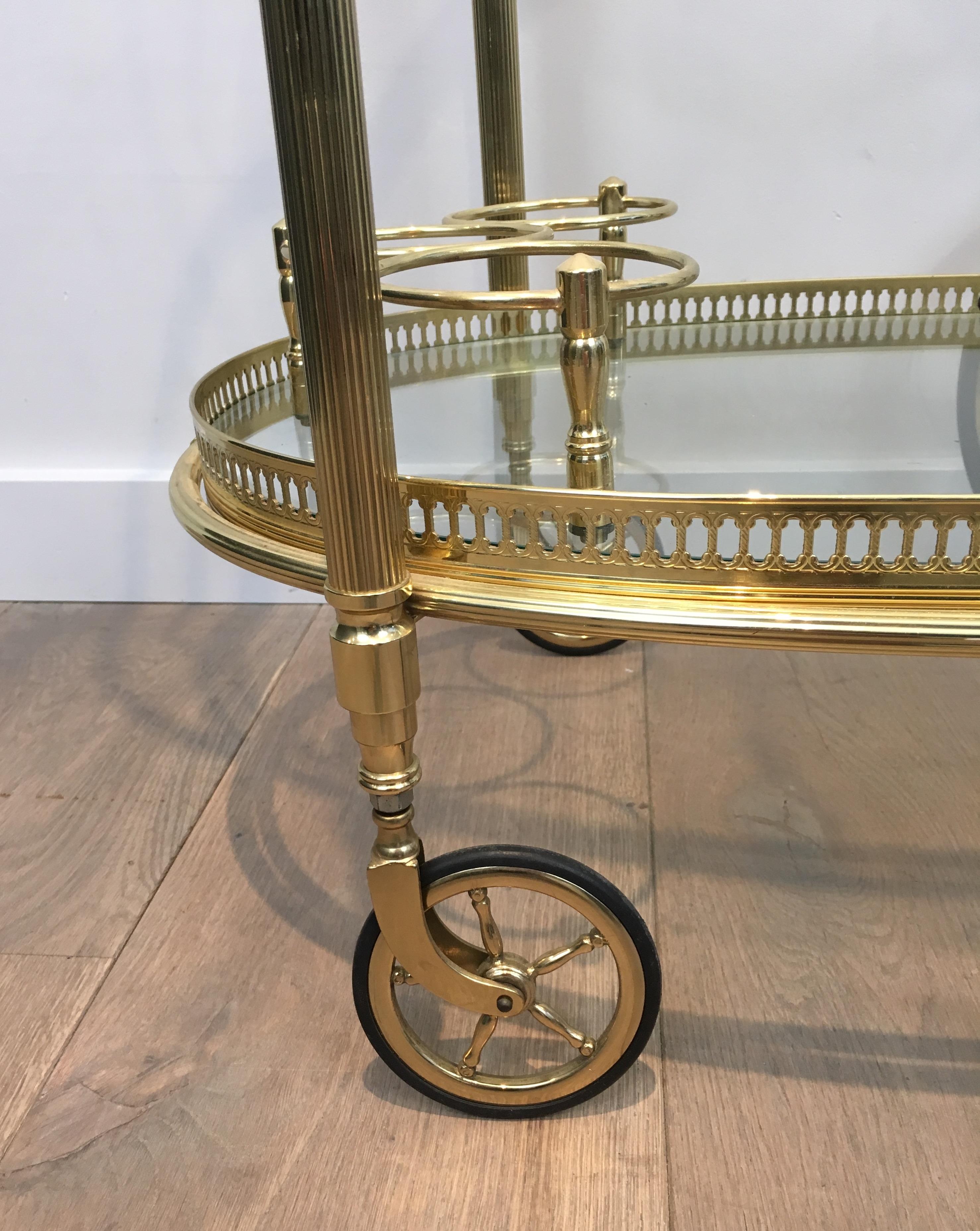 Oval Brass Bar Cart by Maison Bagués en vente 9