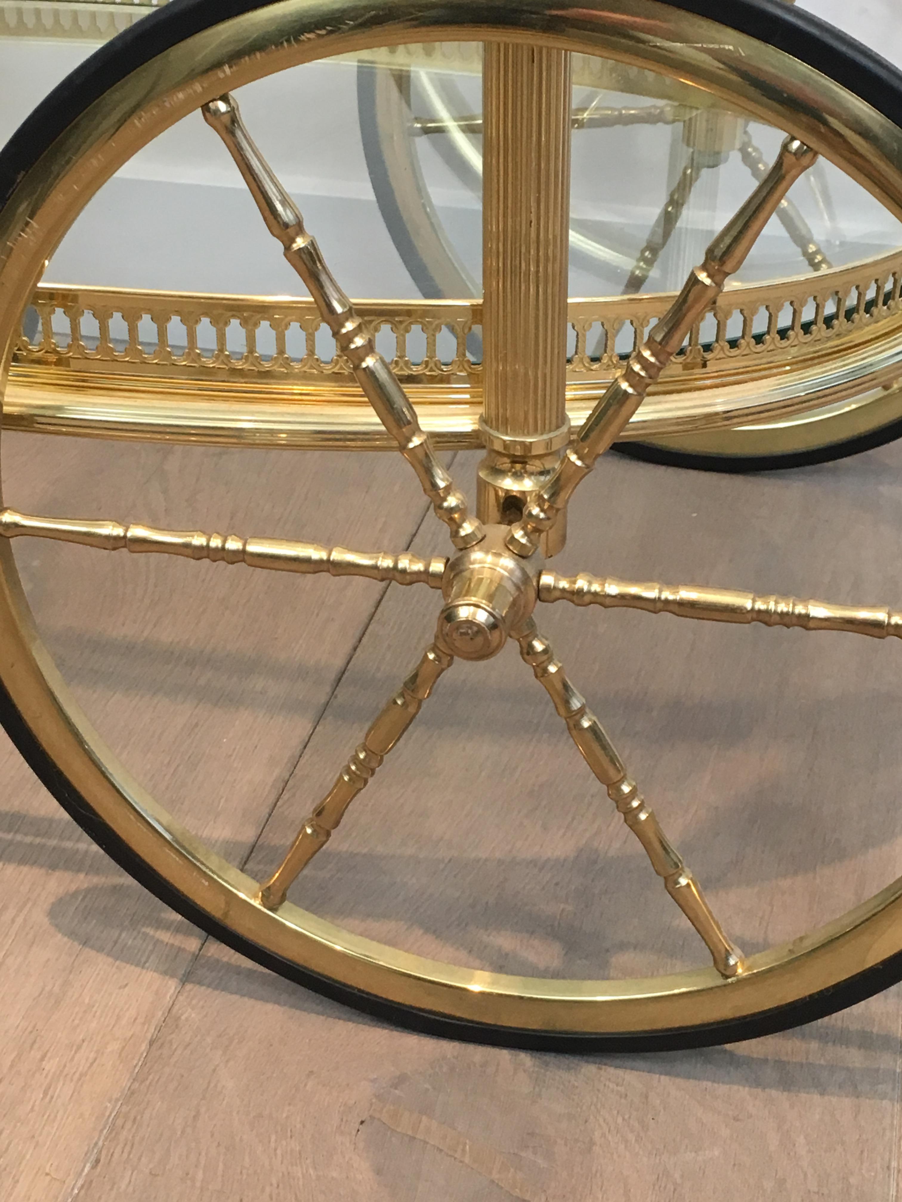 Oval Brass Bar Cart by Maison Bagués en vente 11