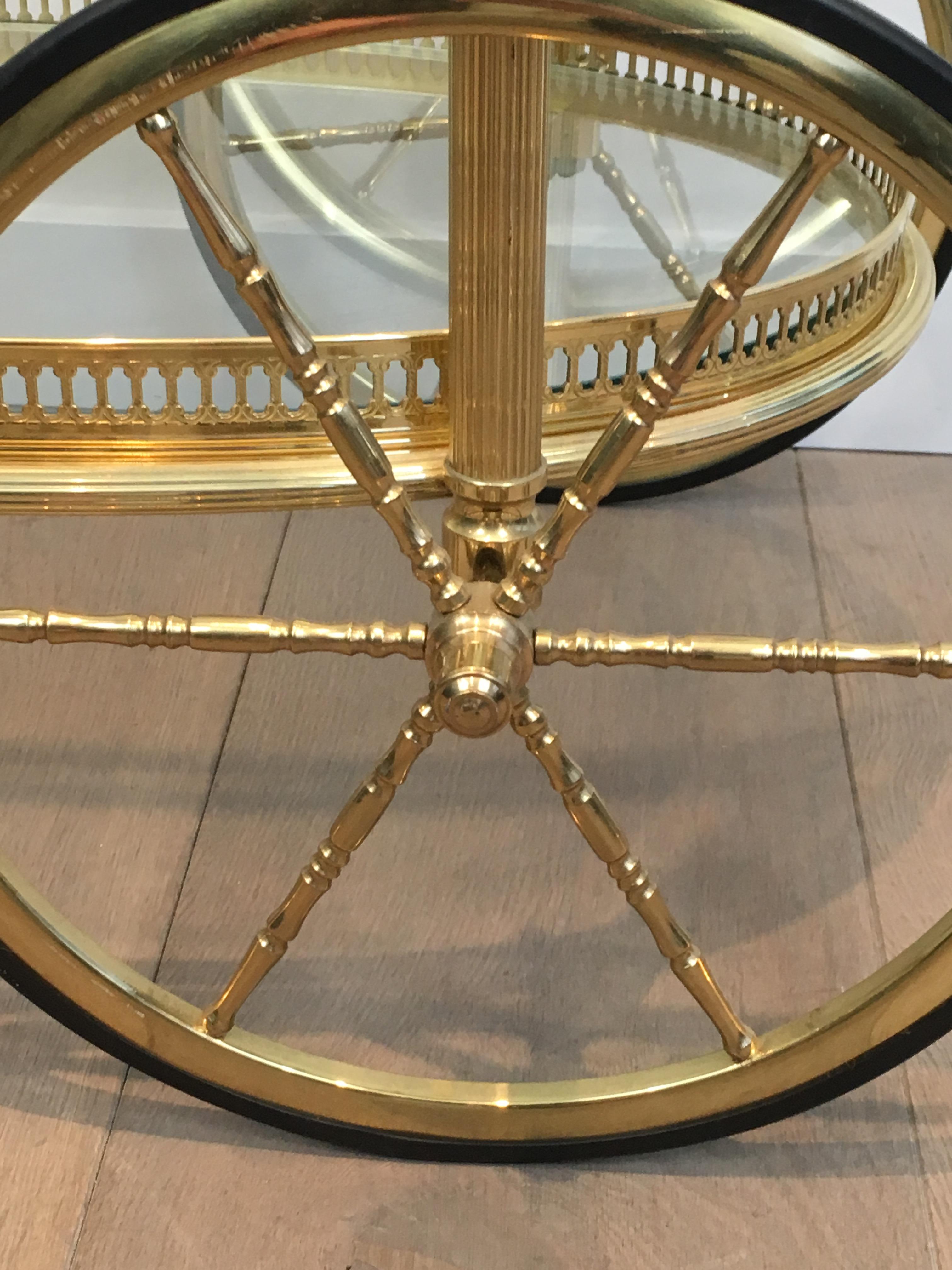 Oval Brass Bar Cart by Maison Bagués en vente 12