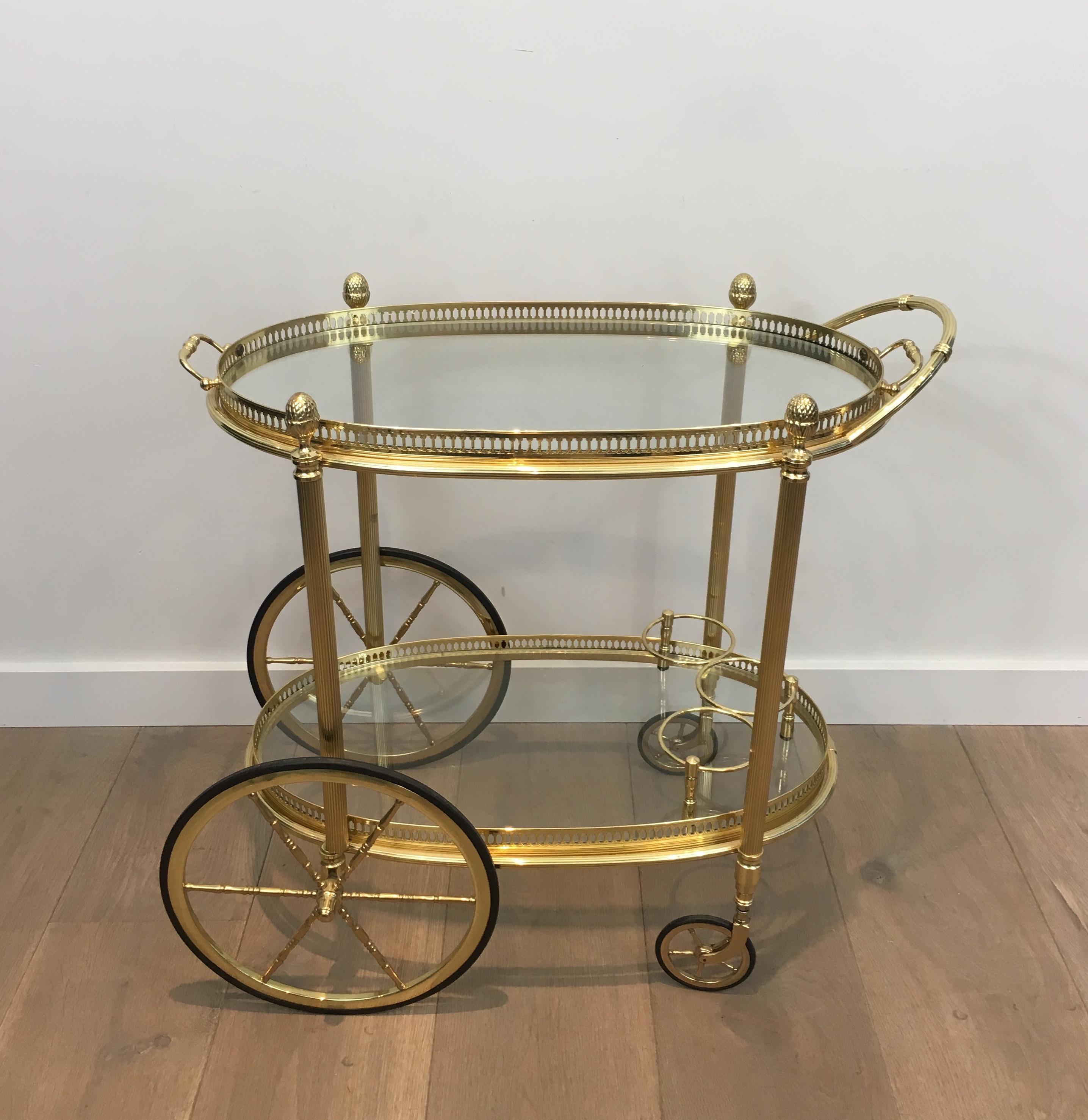Oval Brass Bar Cart by Maison Bagués en vente 13