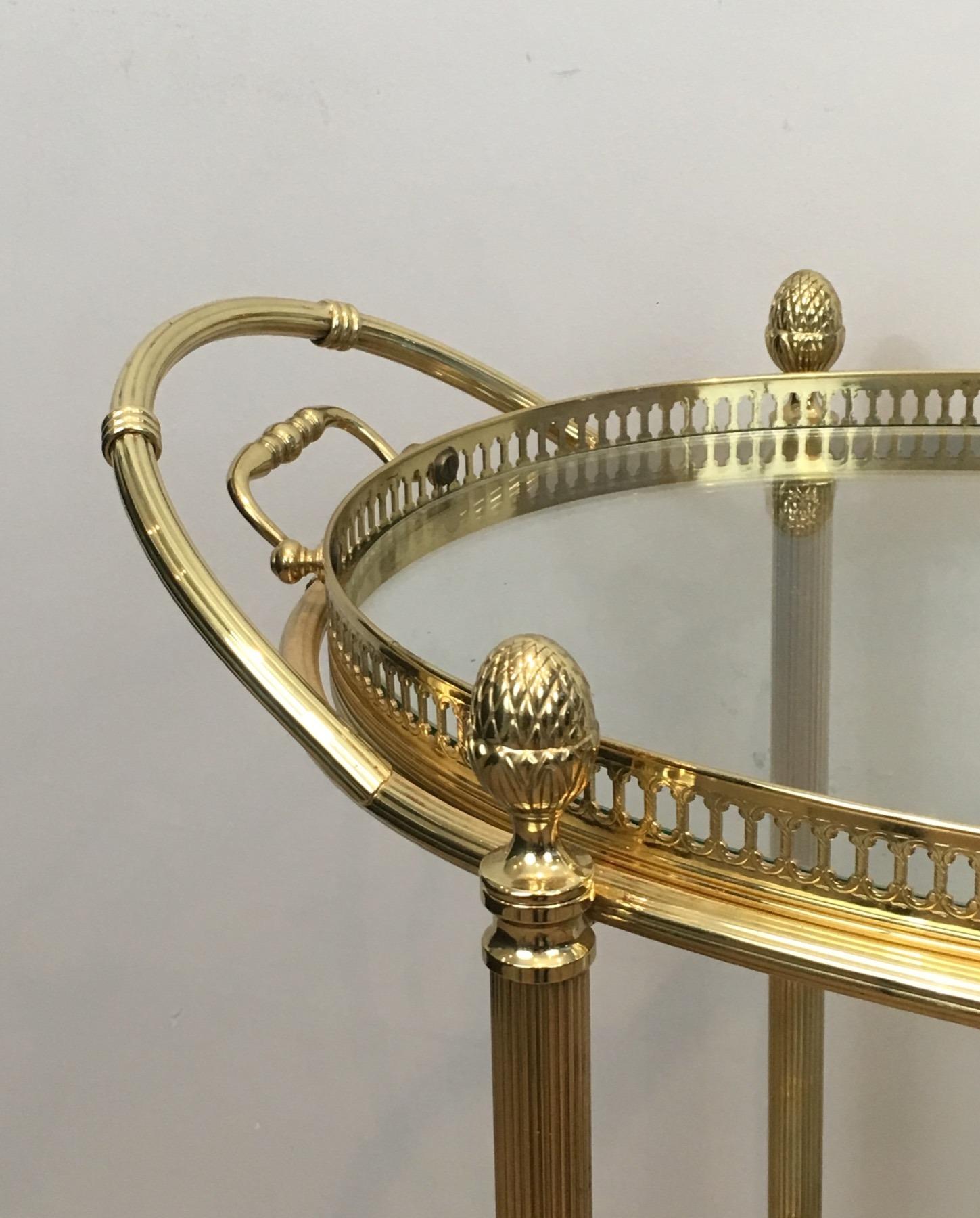 Milieu du XXe siècle Oval Brass Bar Cart by Maison Bagués en vente