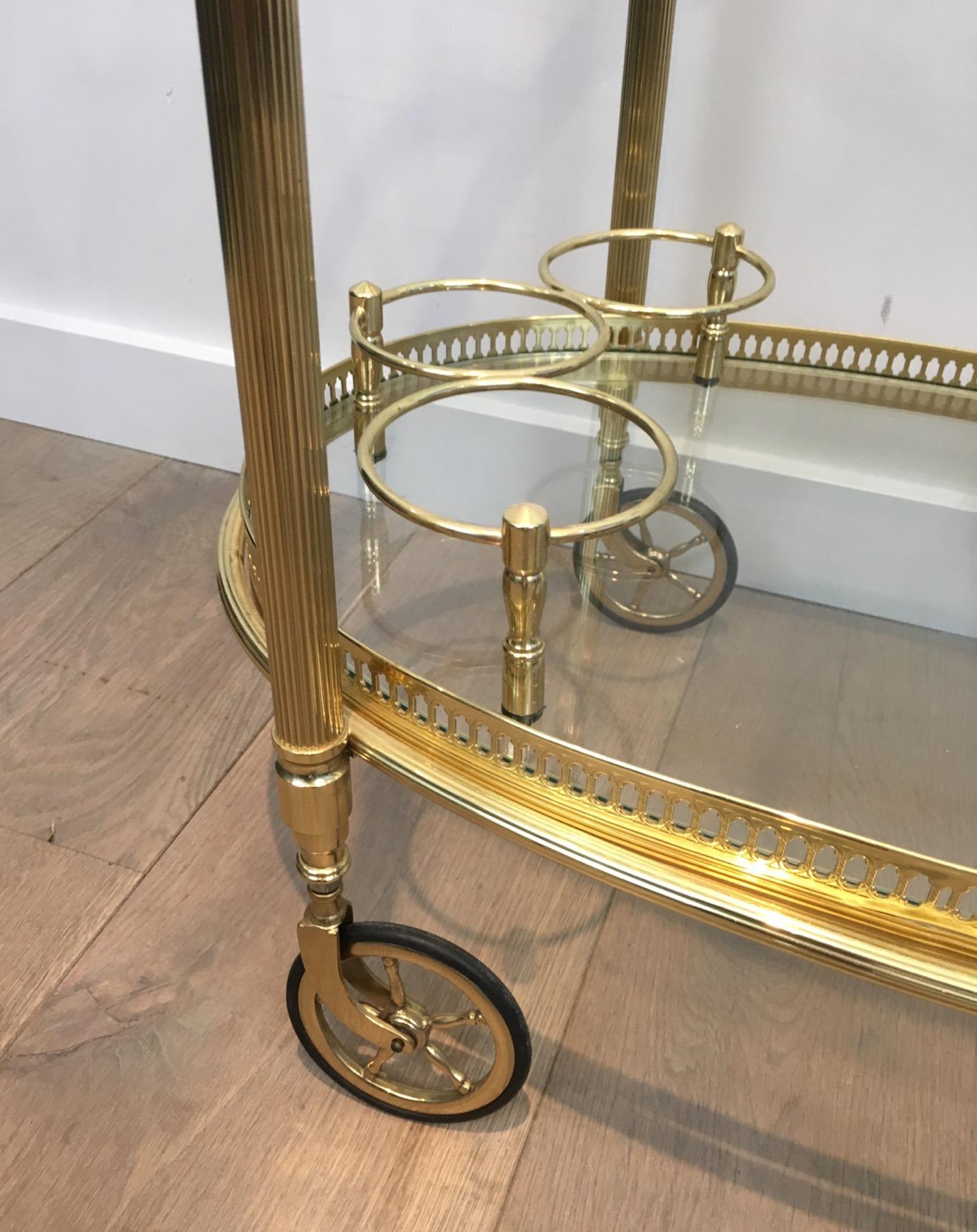 Laiton Oval Brass Bar Cart by Maison Bagués en vente