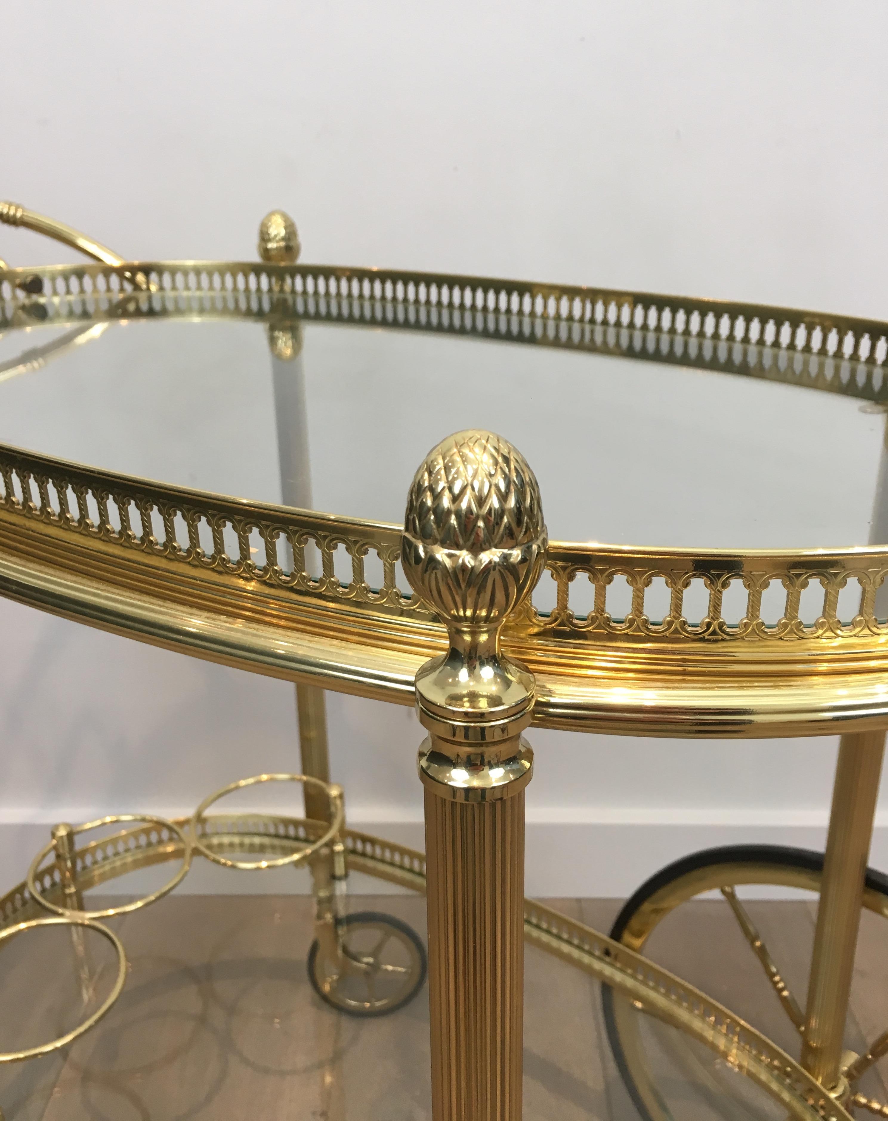 Oval Brass Bar Cart by Maison Bagués en vente 1