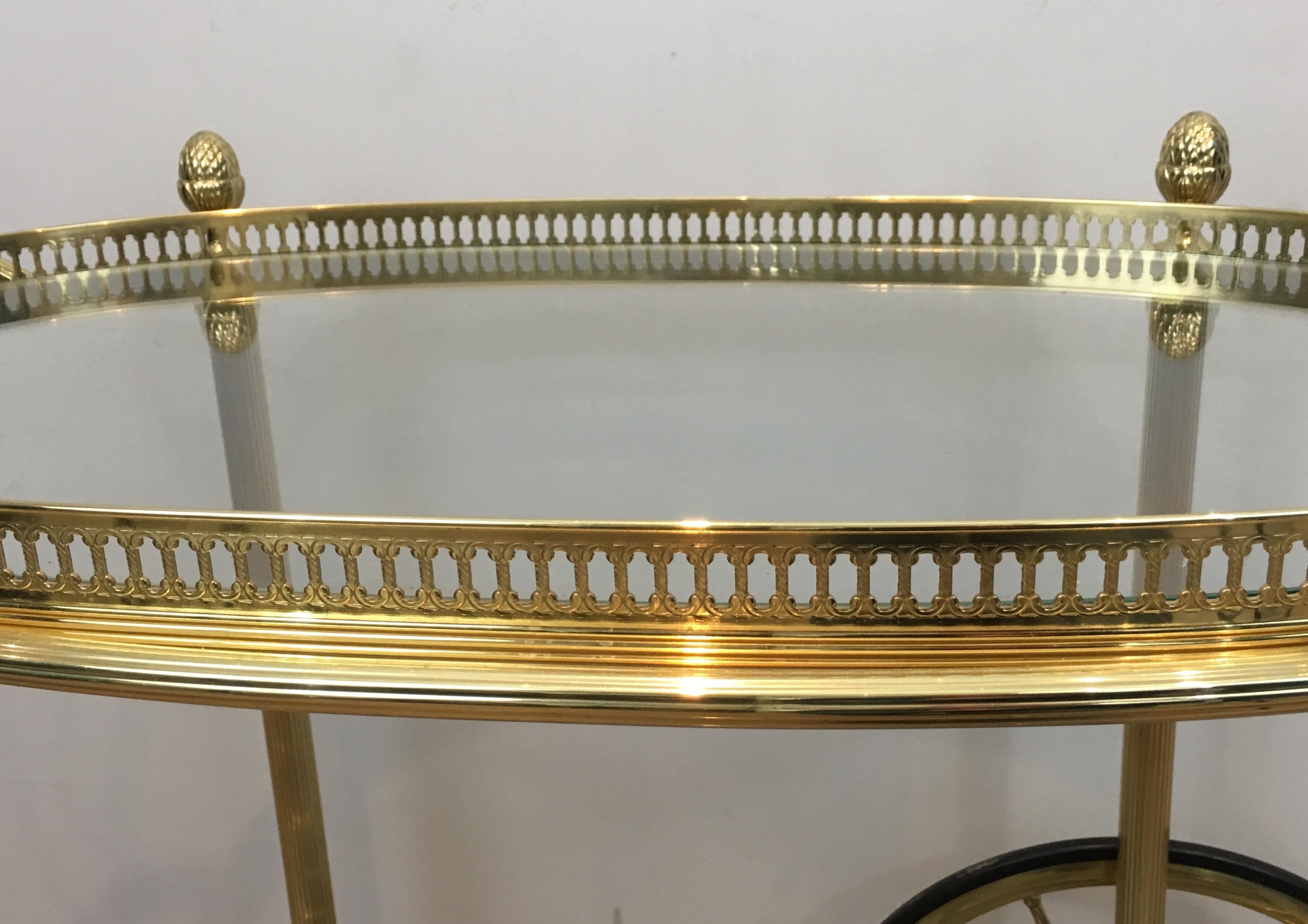 Oval Brass Bar Cart by Maison Bagués en vente 2