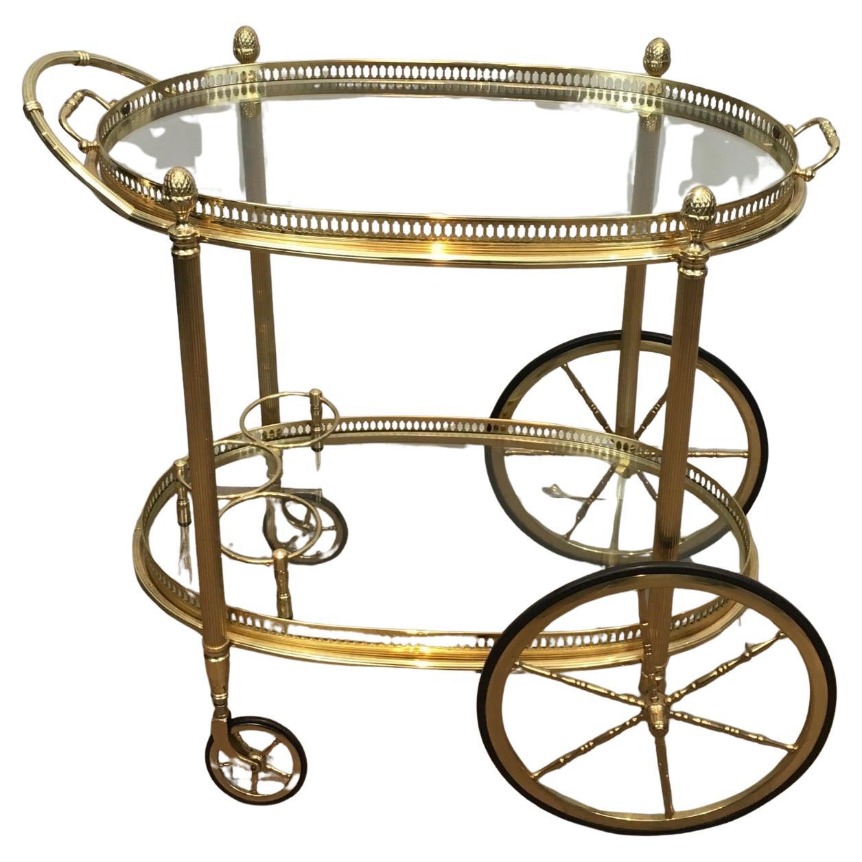 Oval Brass Bar Cart by Maison Bagués