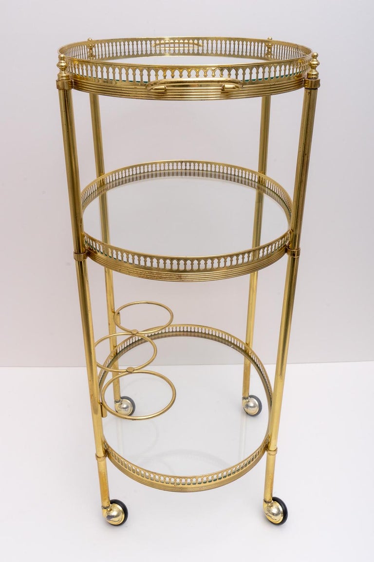 Oval Brass Bar Cart For Sale at 1stdibs