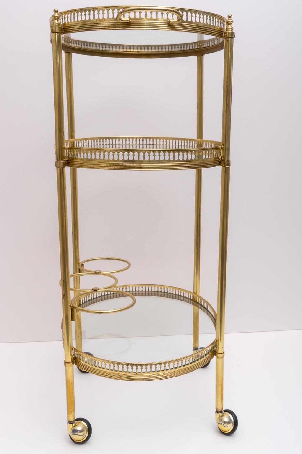 Polished Oval Brass Bar Cart