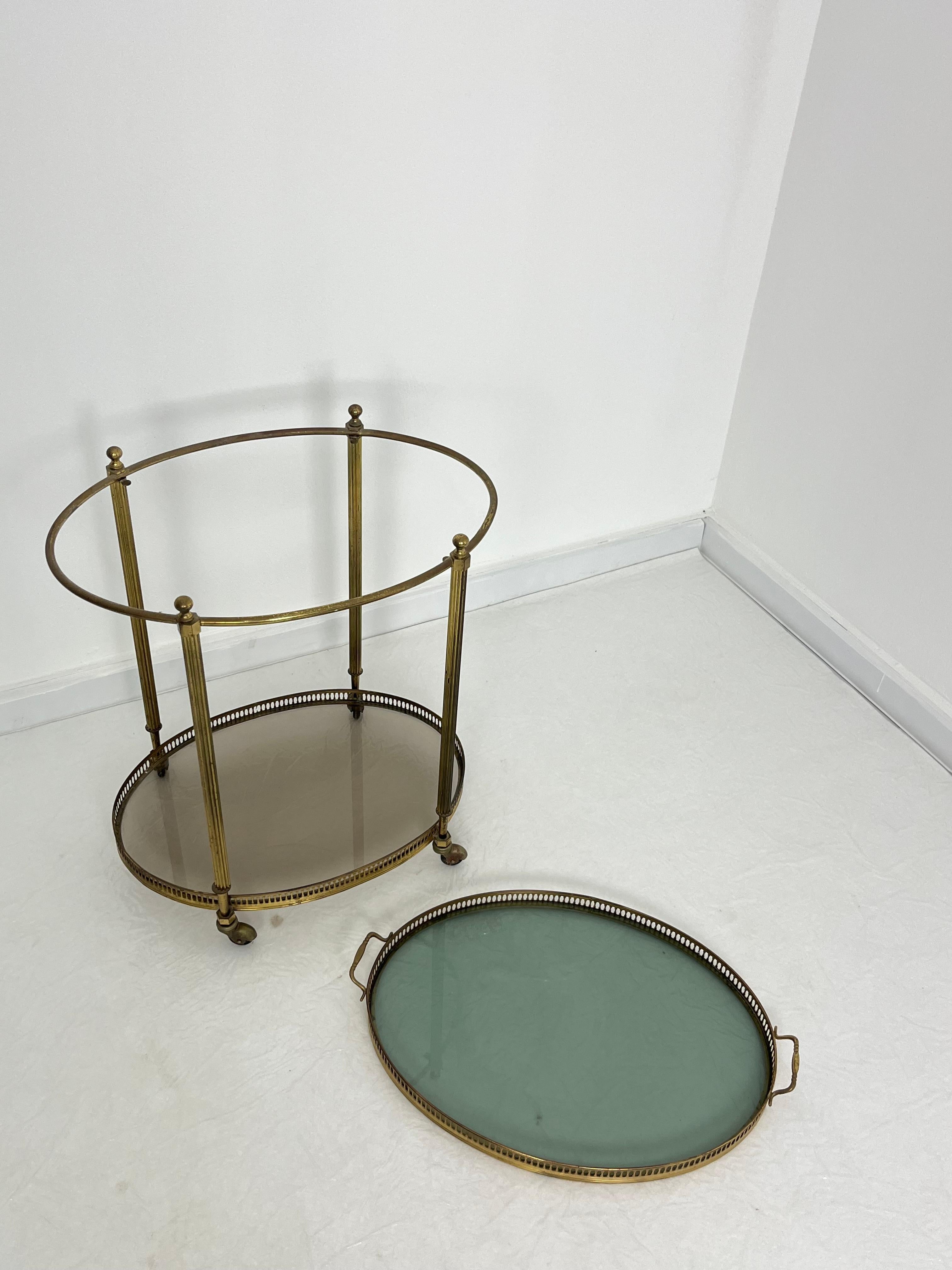 Oval Brass Bar Trolley, Made in Italy, 1950s For Sale 5