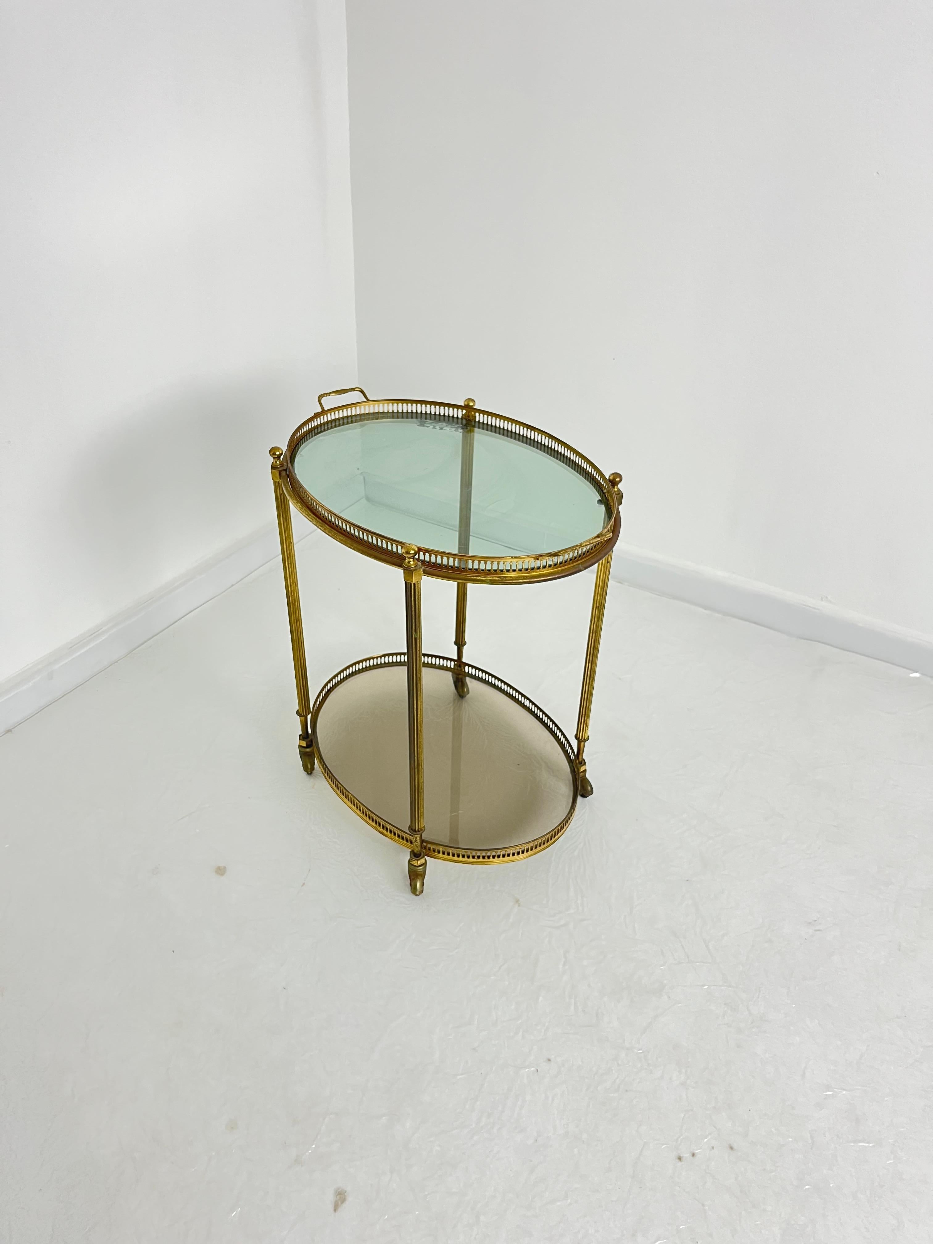 Oval Brass Bar Trolley, Made in Italy, 1950s For Sale 1