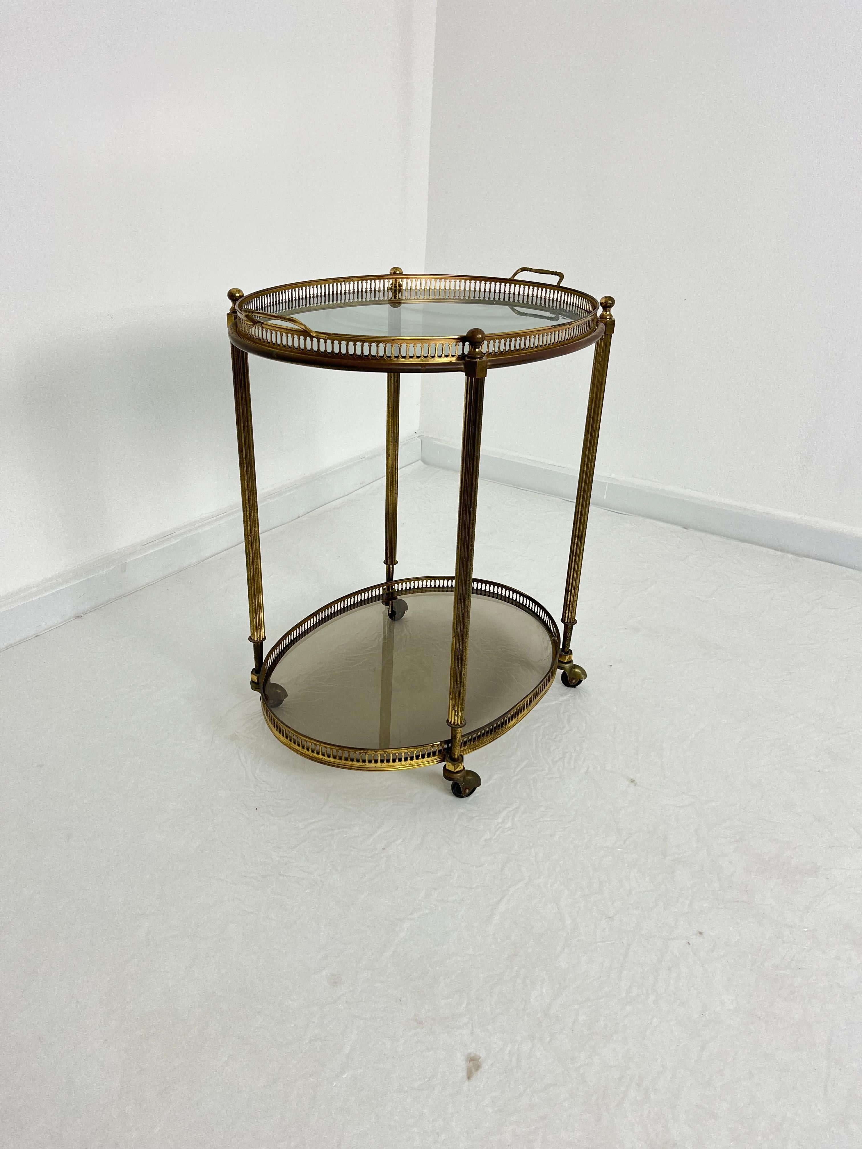 Oval Brass Bar Trolley, Made in Italy, 1950s For Sale 2