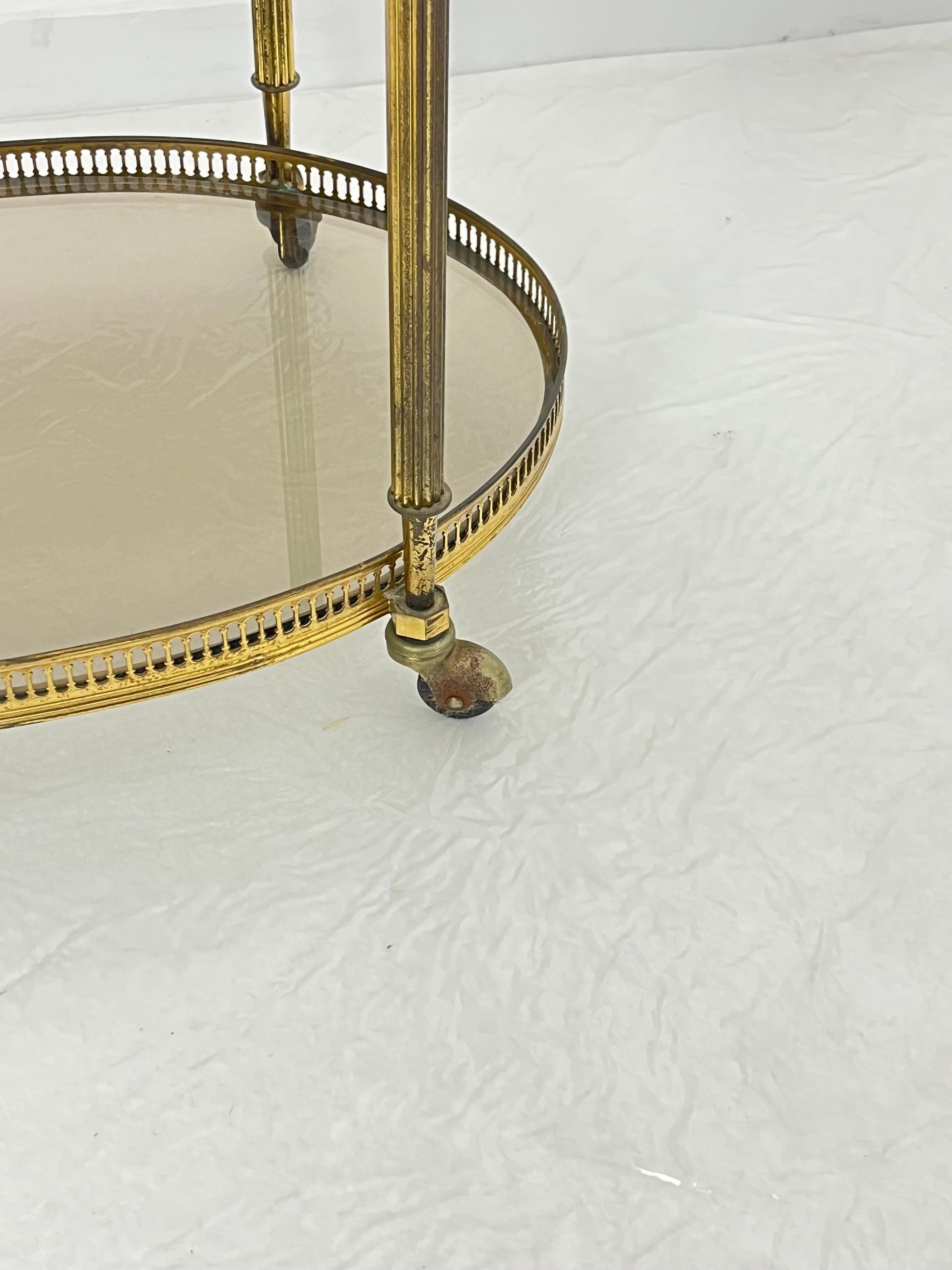 Oval Brass Bar Trolley, Made in Italy, 1950s For Sale 3