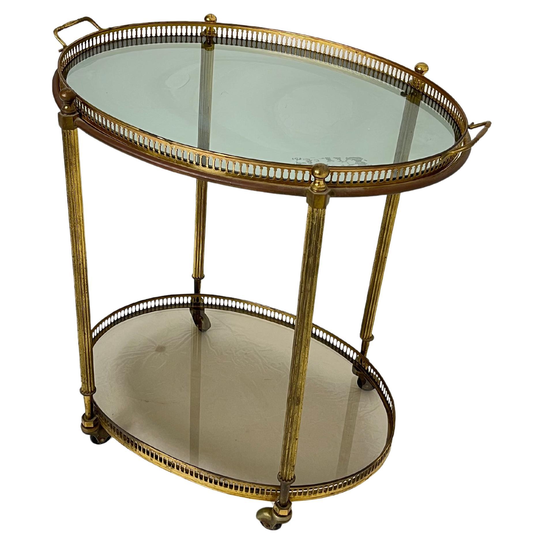 Oval Brass Bar Trolley, Made in Italy, 1950s For Sale