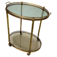 Vintage Oval Brass Bar Trolley, Made in Italy, 1950s