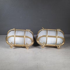 Oval Brass Bulkhead Wall Sconces by Daves Lighting, England-Price per item