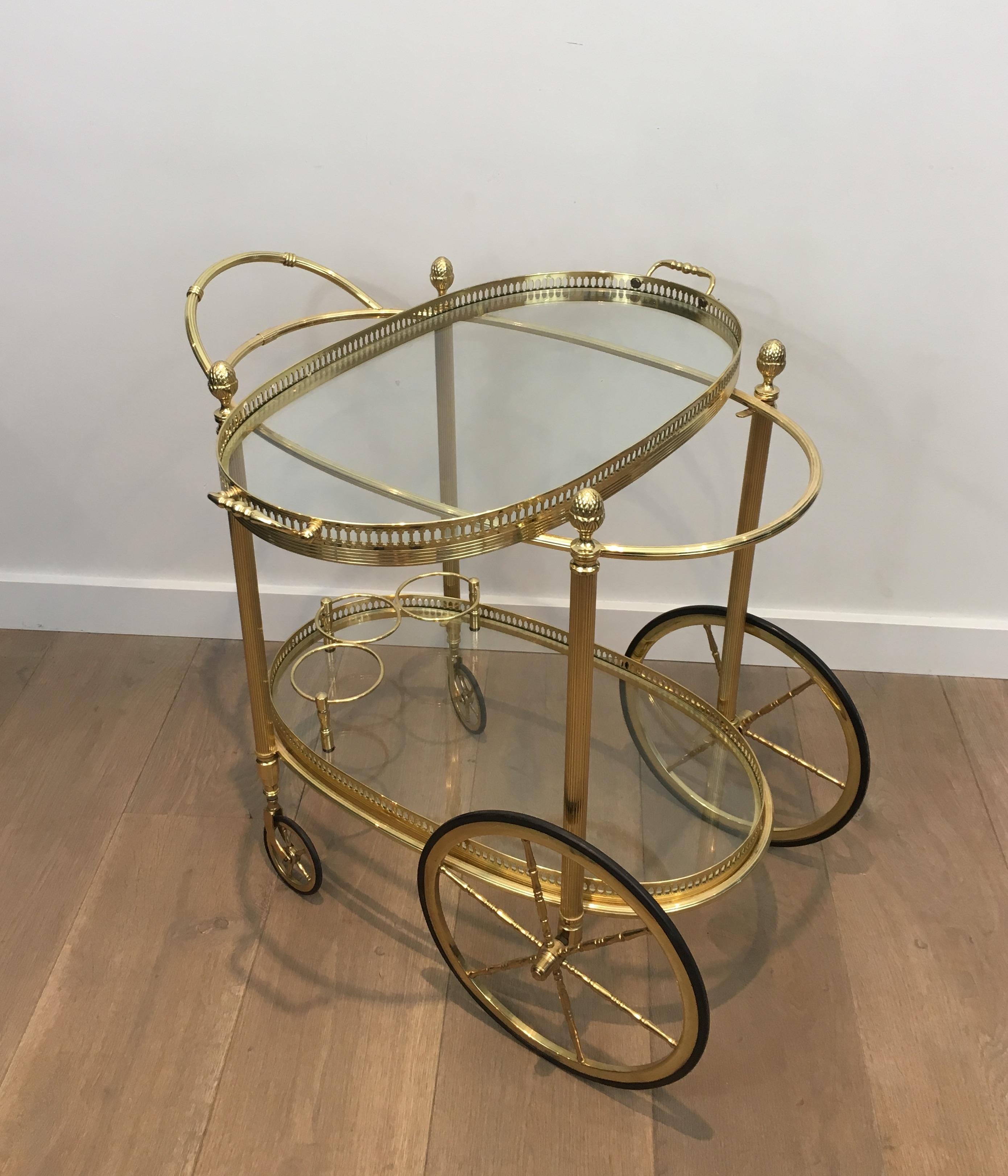 Oval Brass Drinks Trolley by Maison Bagués For Sale 5