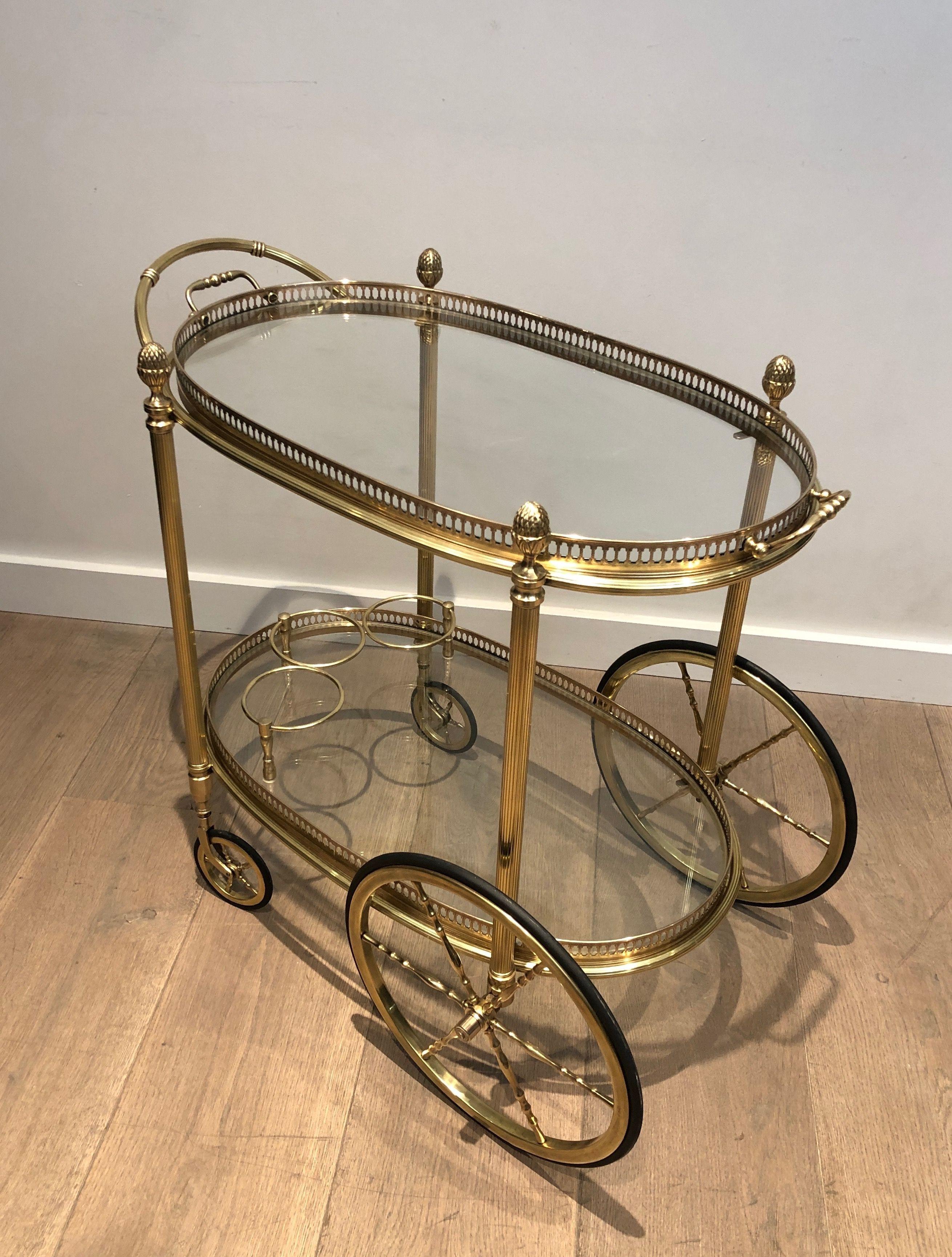 Oval Brass Drinks Trolley by Maison Bagués For Sale 6