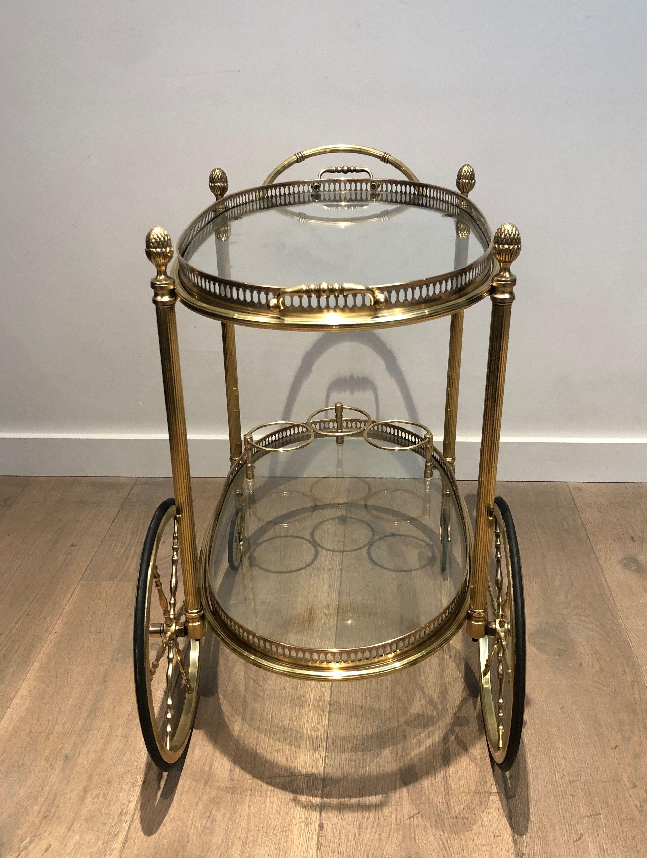 Oval Brass Drinks Trolley by Maison Bagués For Sale 8