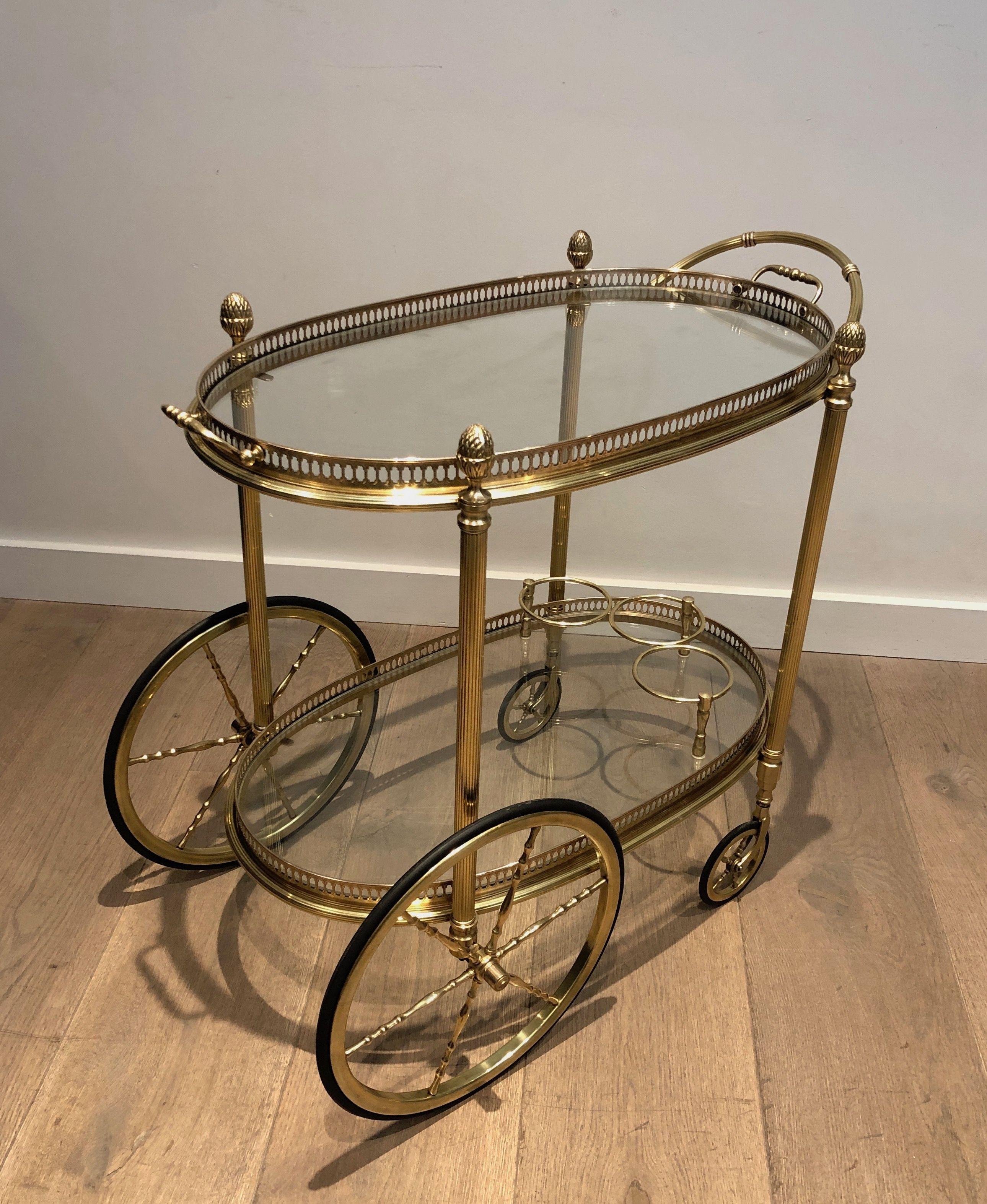 Oval Brass Drinks Trolley by Maison Bagués For Sale 13