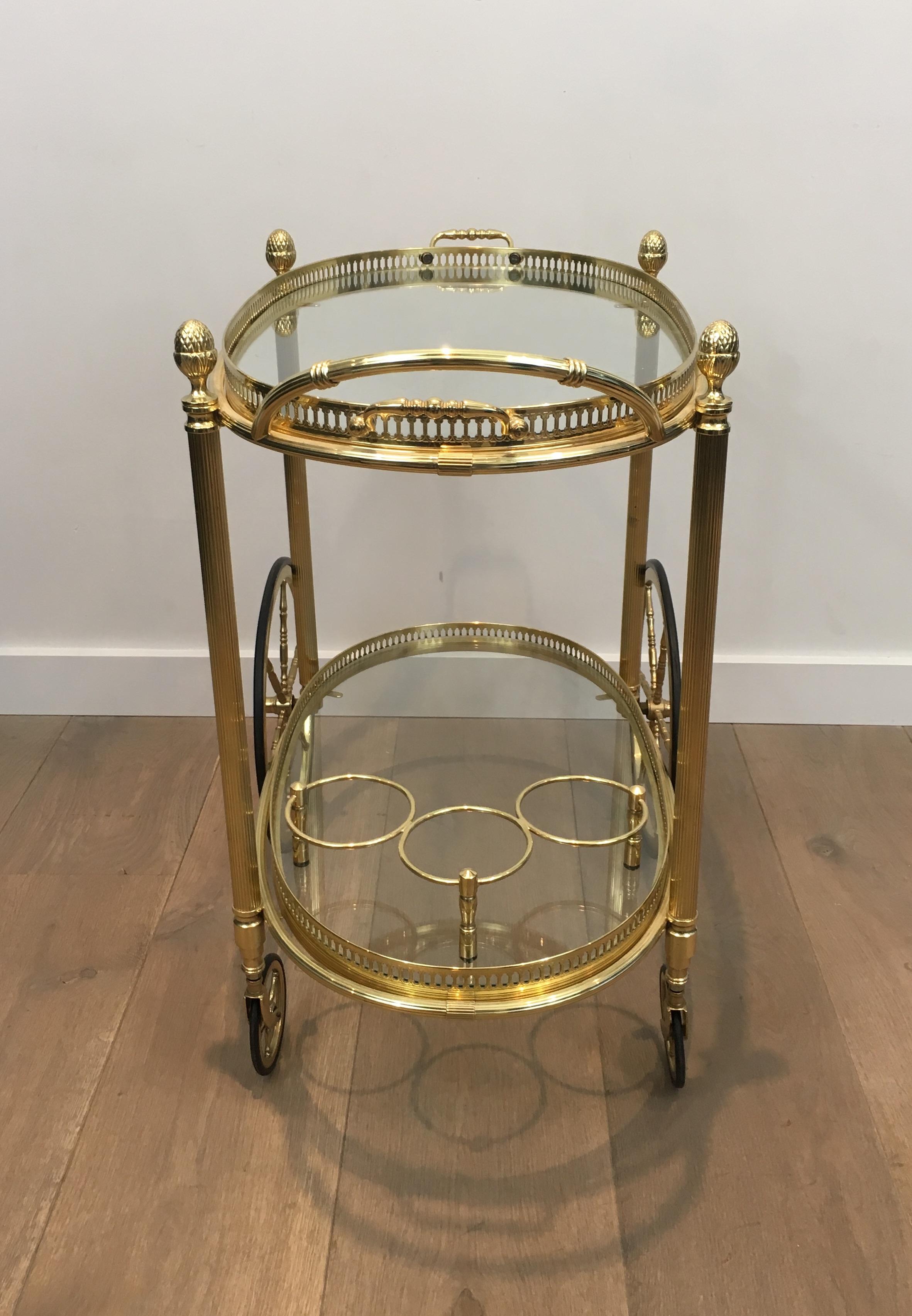 Oval Brass Drinks Trolley by Maison Bagués For Sale 13
