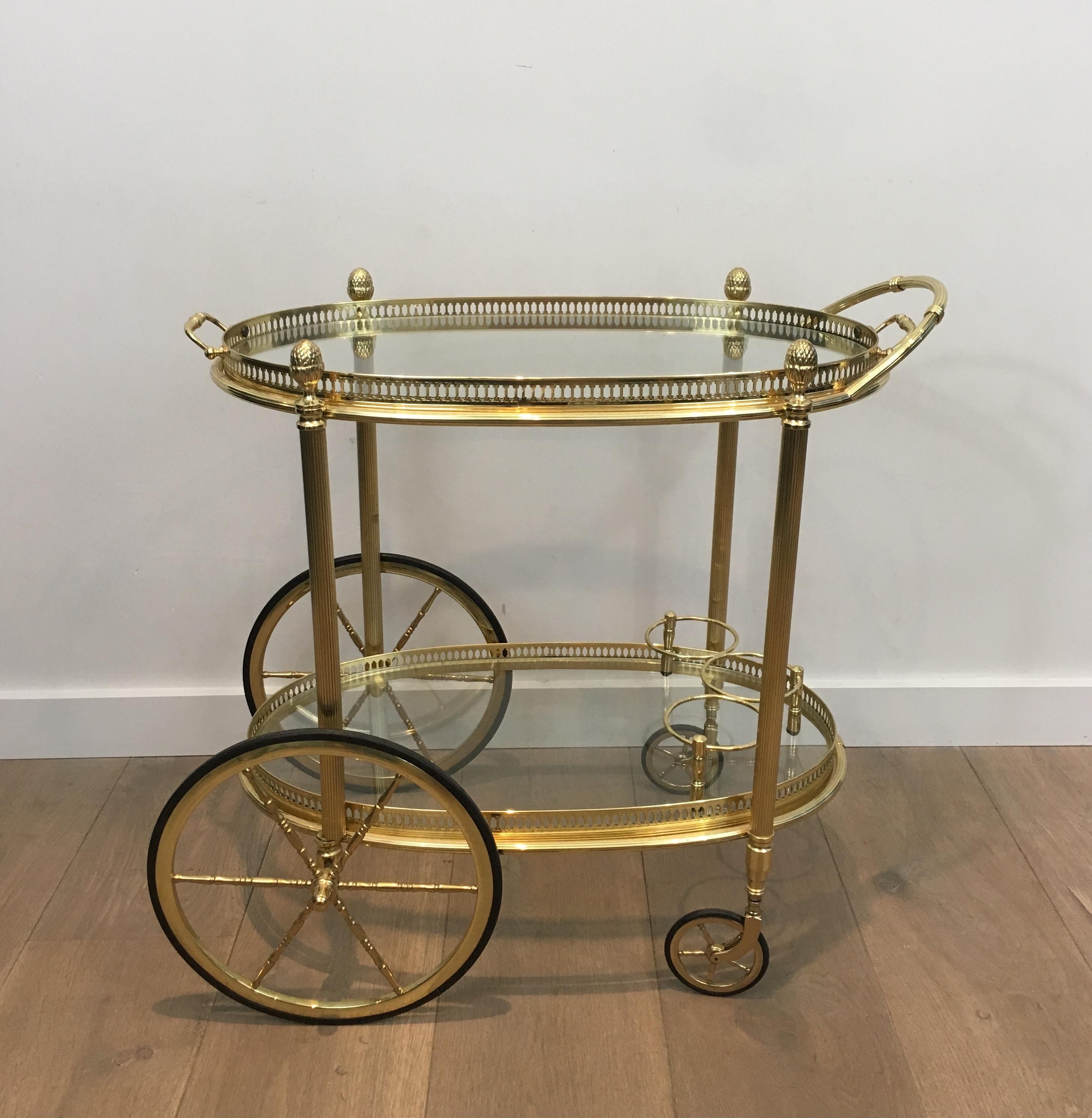 Oval Brass Drinks Trolley by Maison Bagués For Sale 14