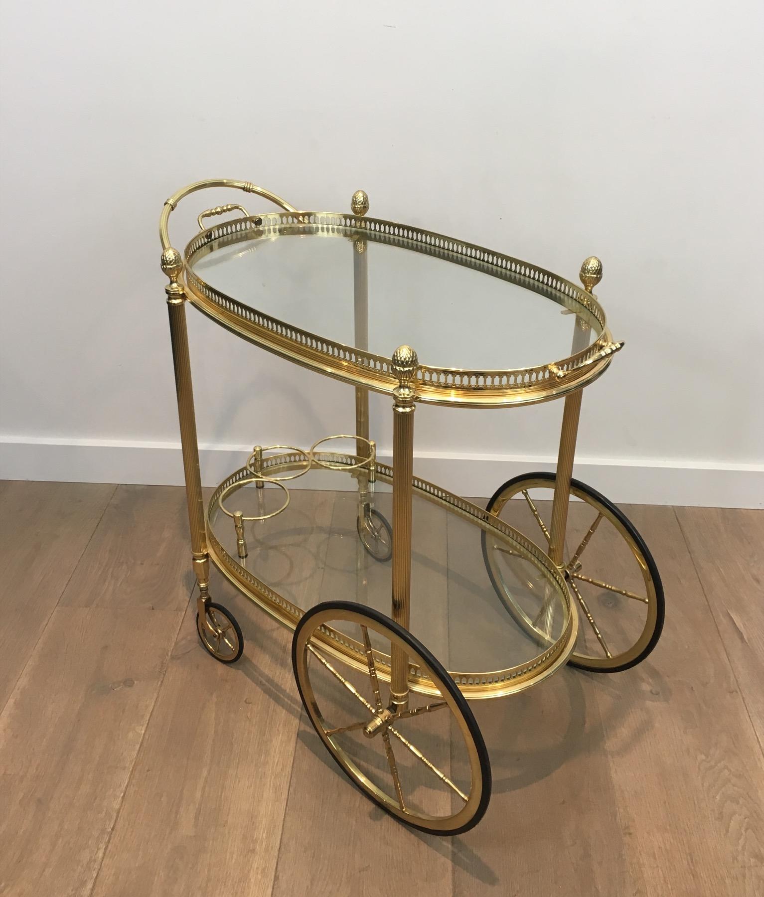Neoclassical Oval Brass Drinks Trolley by Maison Bagués