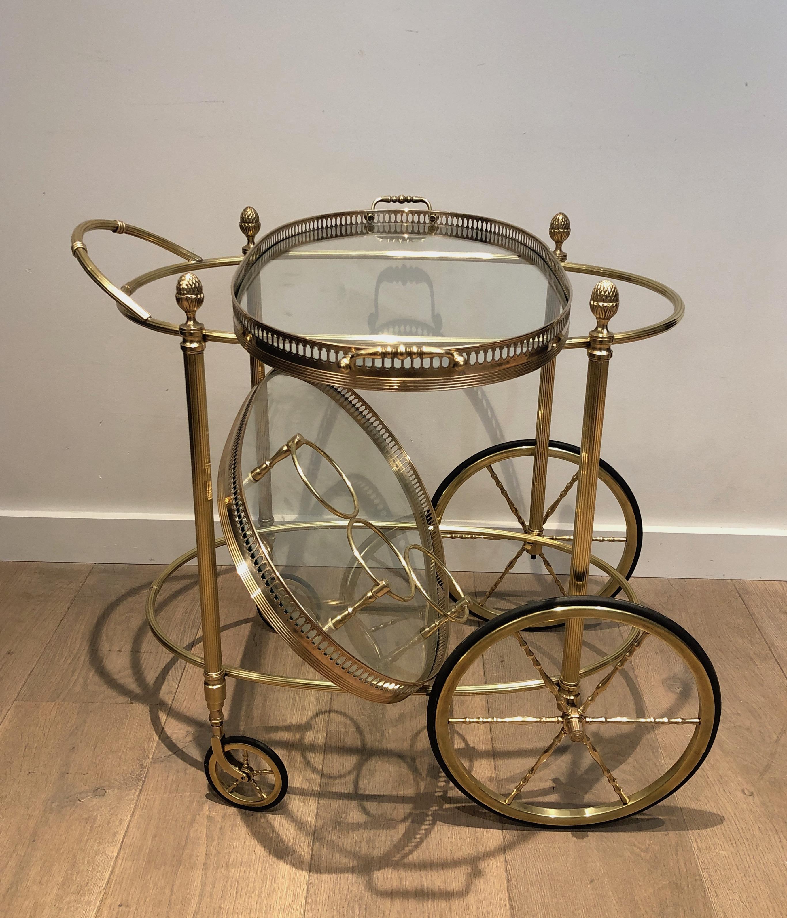French Oval Brass Drinks Trolley by Maison Bagués