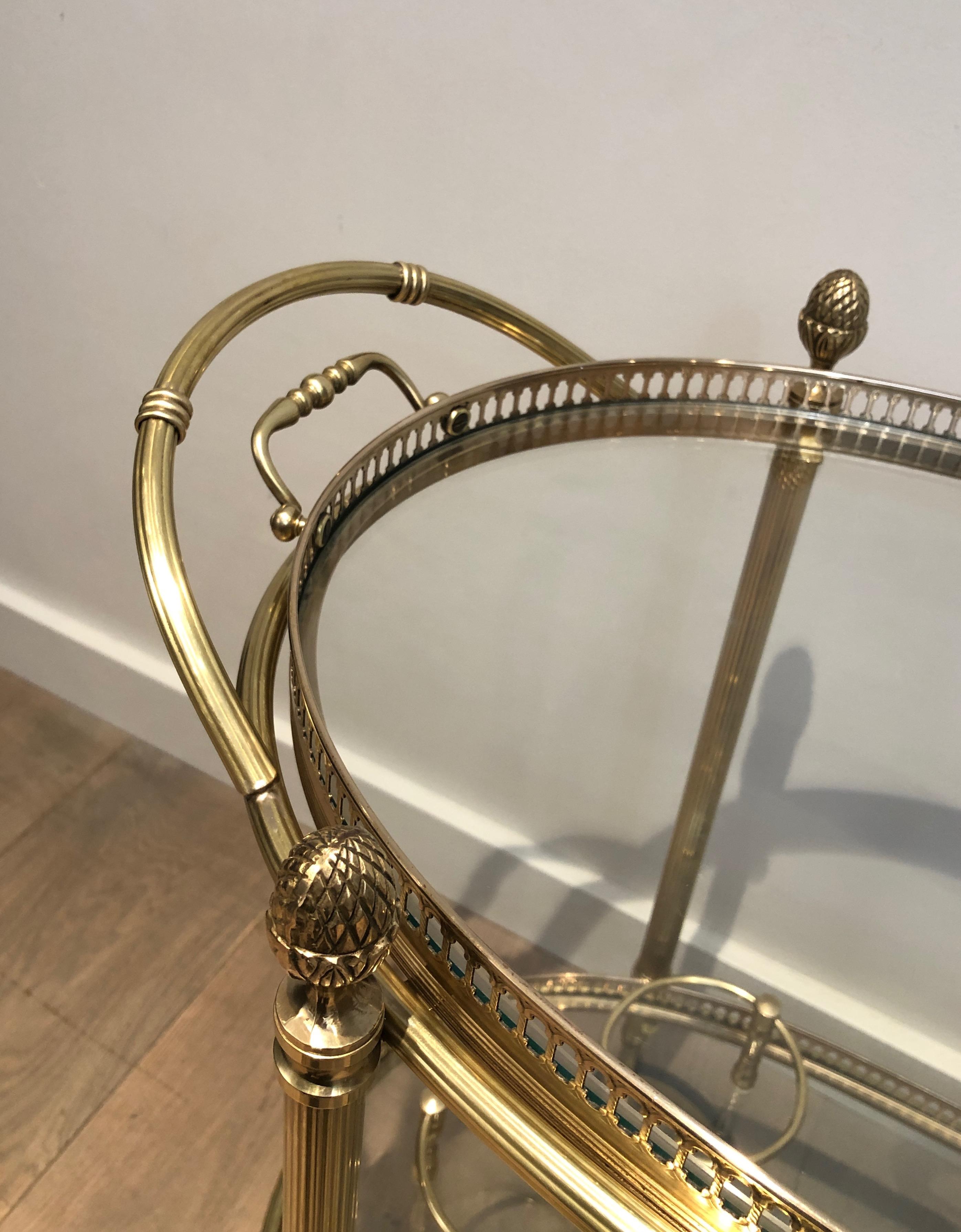 Oval Brass Drinks Trolley by Maison Bagués In Good Condition In Marcq-en-Barœul, Hauts-de-France
