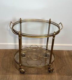 Oval Brass Drinks Trolley in the Style of Maison Jansen, circa 1940