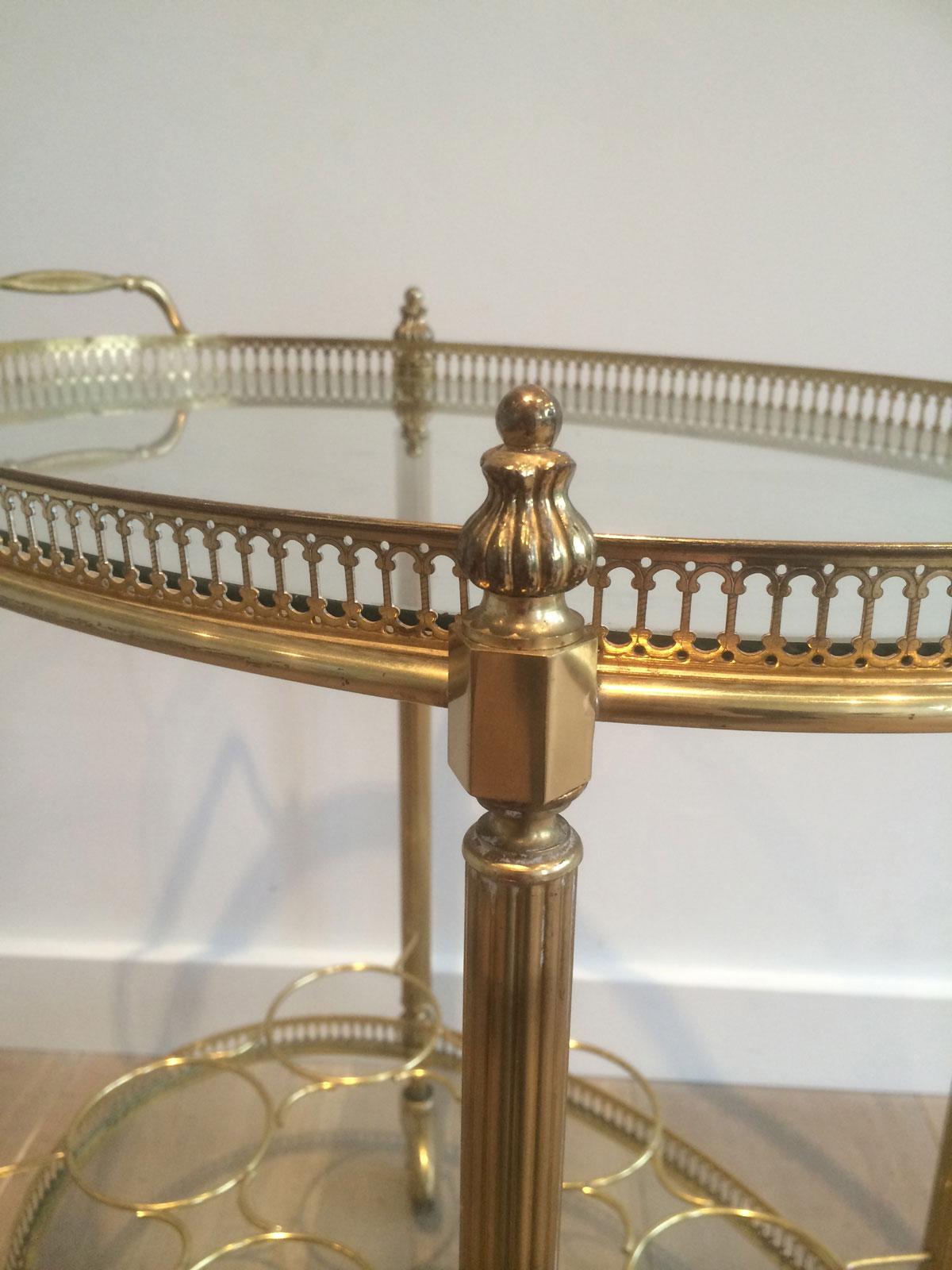 French Oval Brass Drinks Trolley in The Style of Maison Jansen. Circa 1940 For Sale