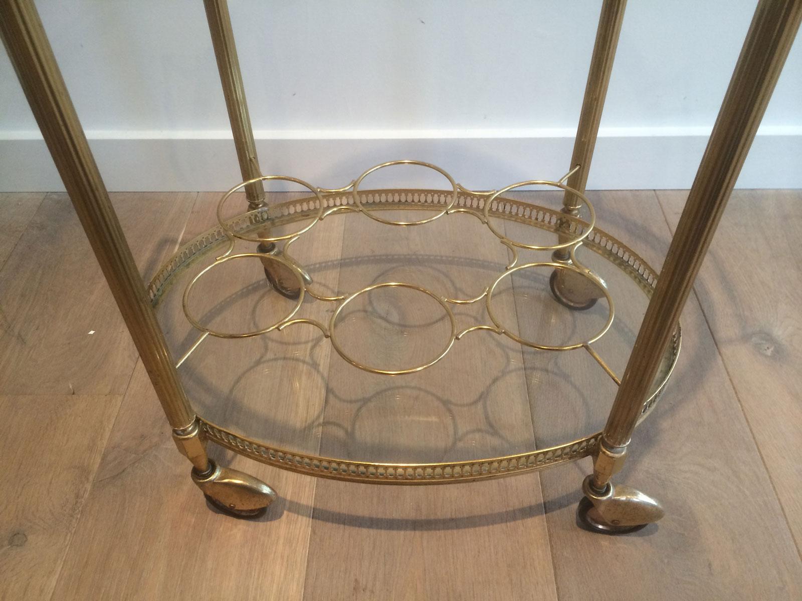 Mid-20th Century Oval Brass Drinks Trolley in The Style of Maison Jansen. Circa 1940 For Sale