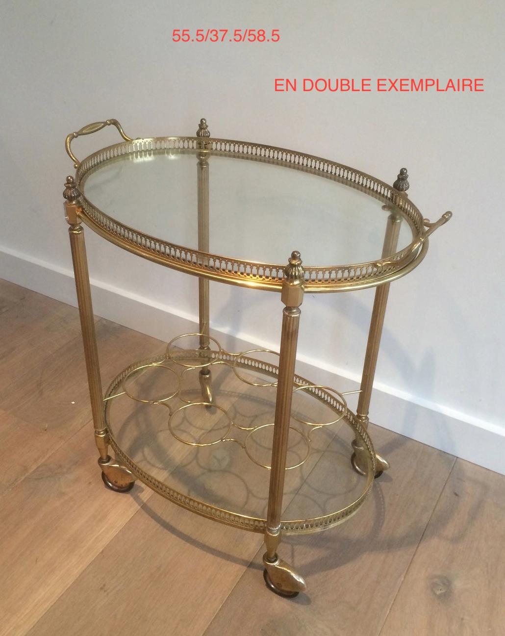 Oval Brass Drinks Trolley in The Style of Maison Jansen. Circa 1940 For Sale 1