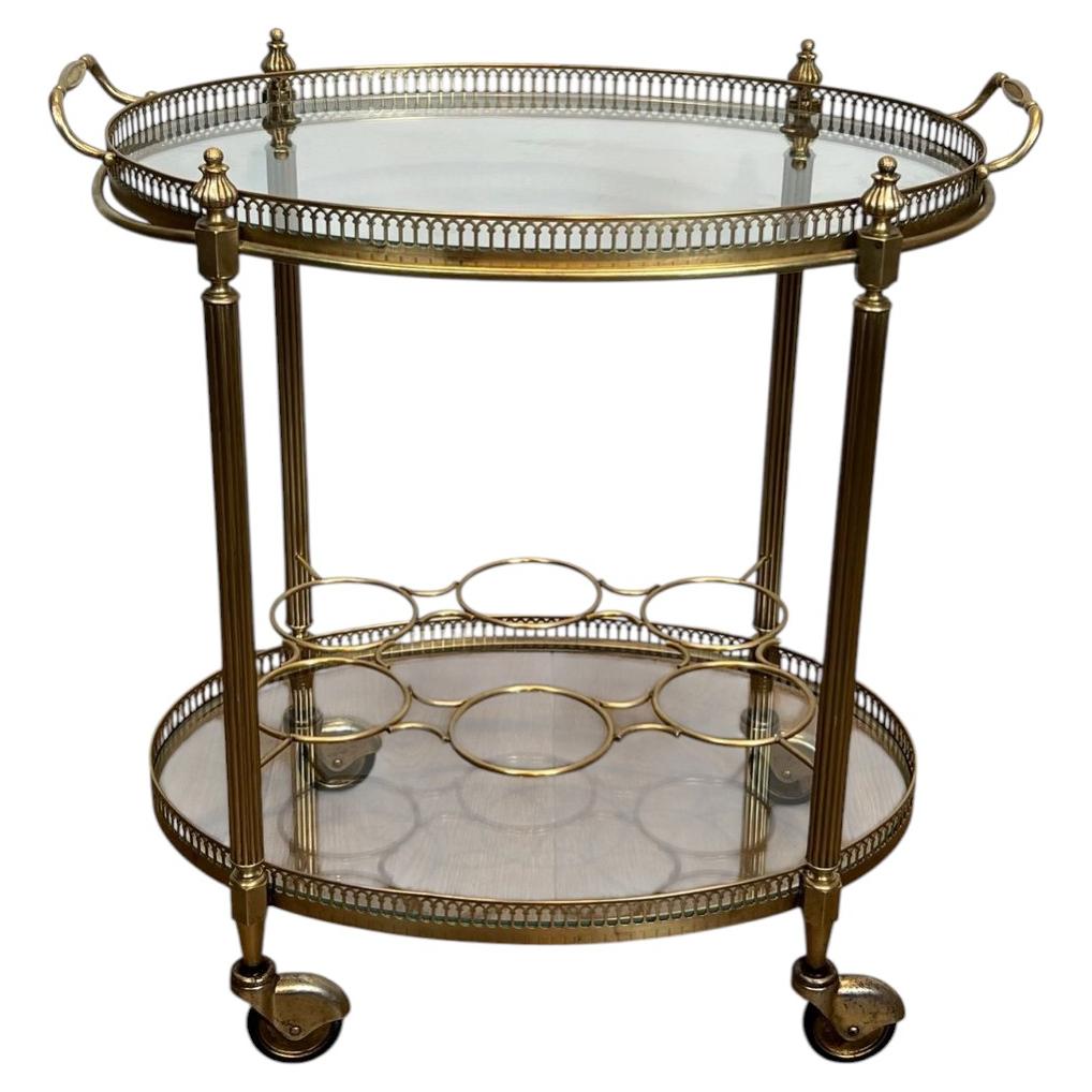 Oval Brass Drinks Trolley in the Style of Maison Jansen, circa 1940