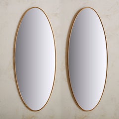 Oval Brass Frame Mirror, Italy 20th Century