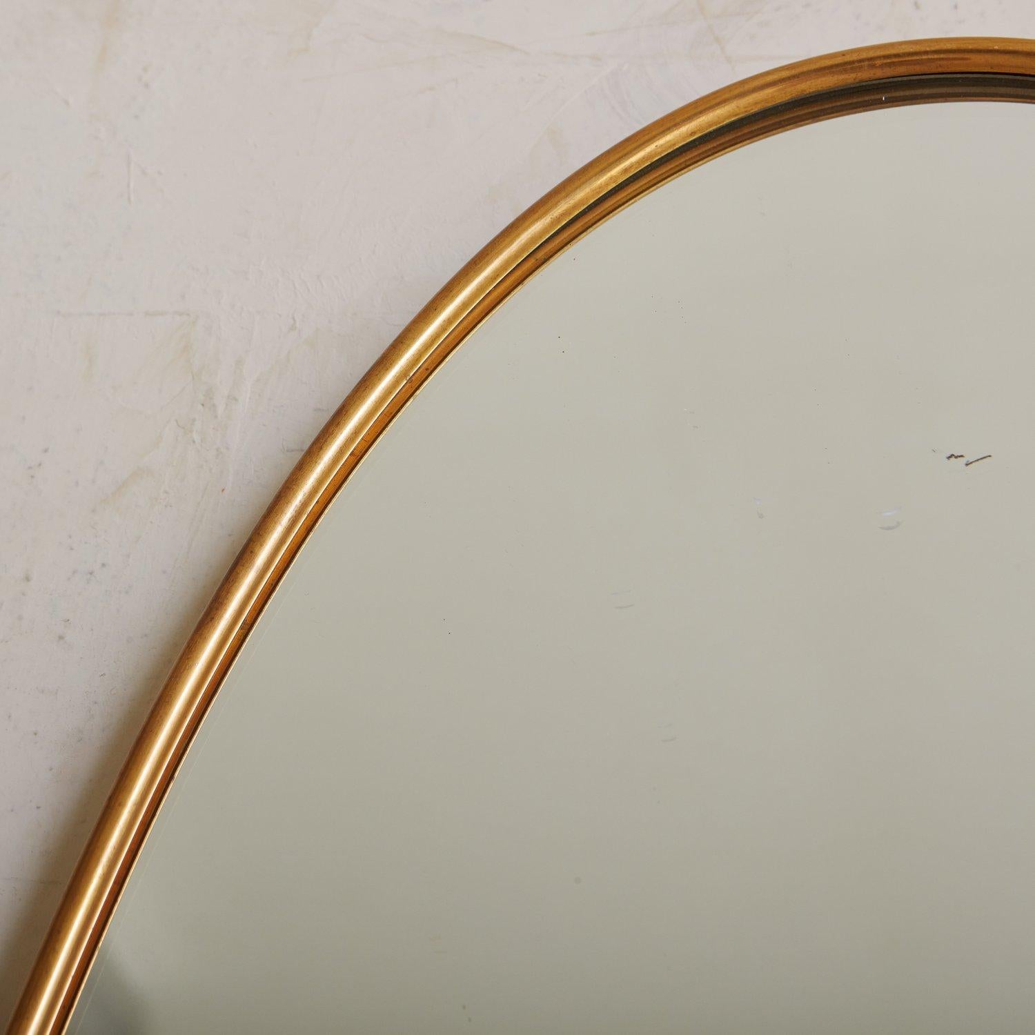 Italian Oval Brass Frame Mirror, Italy 20th Century 
