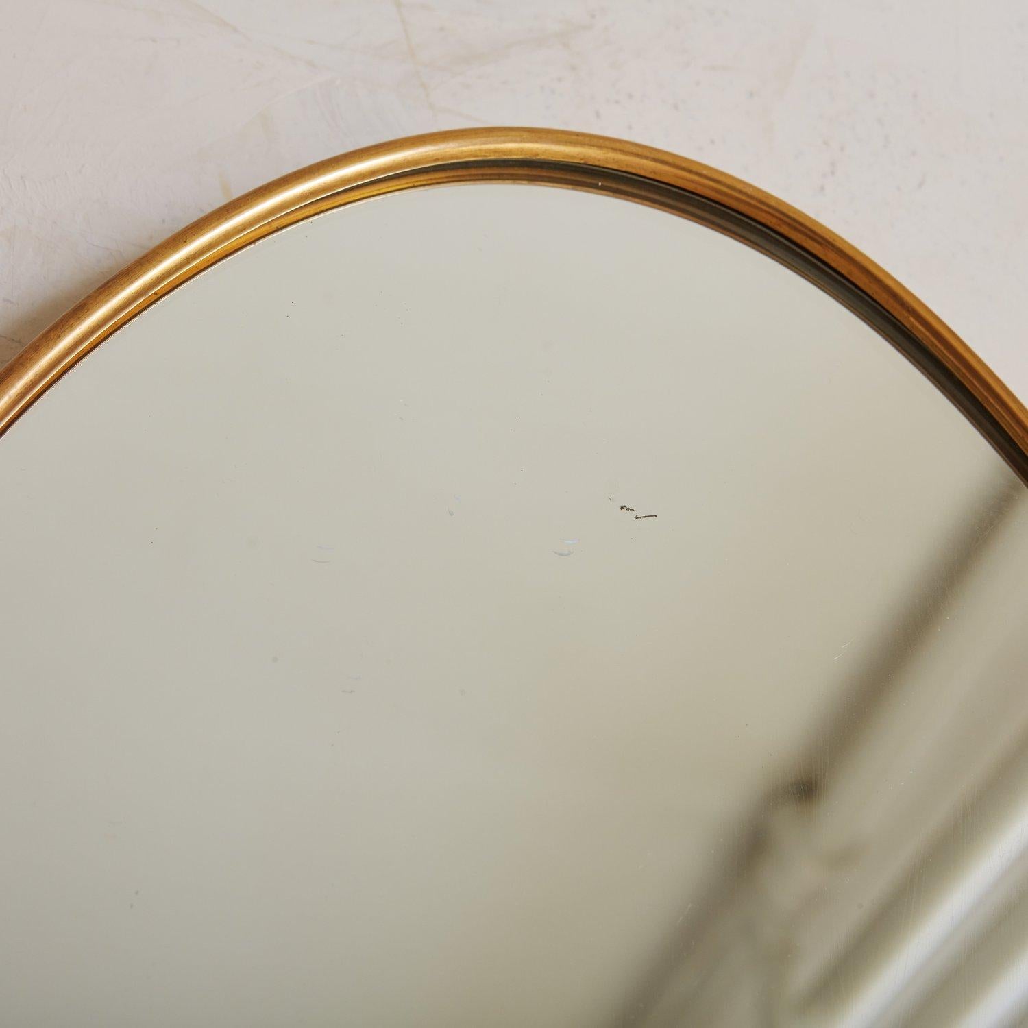 Oval Brass Frame Mirror, Italy 20th Century  In Good Condition In Chicago, IL