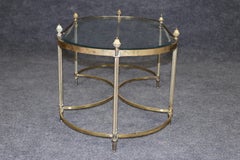 Oval Brass French Maison Jansen Style pineapple Finial Directoire Coffee Table