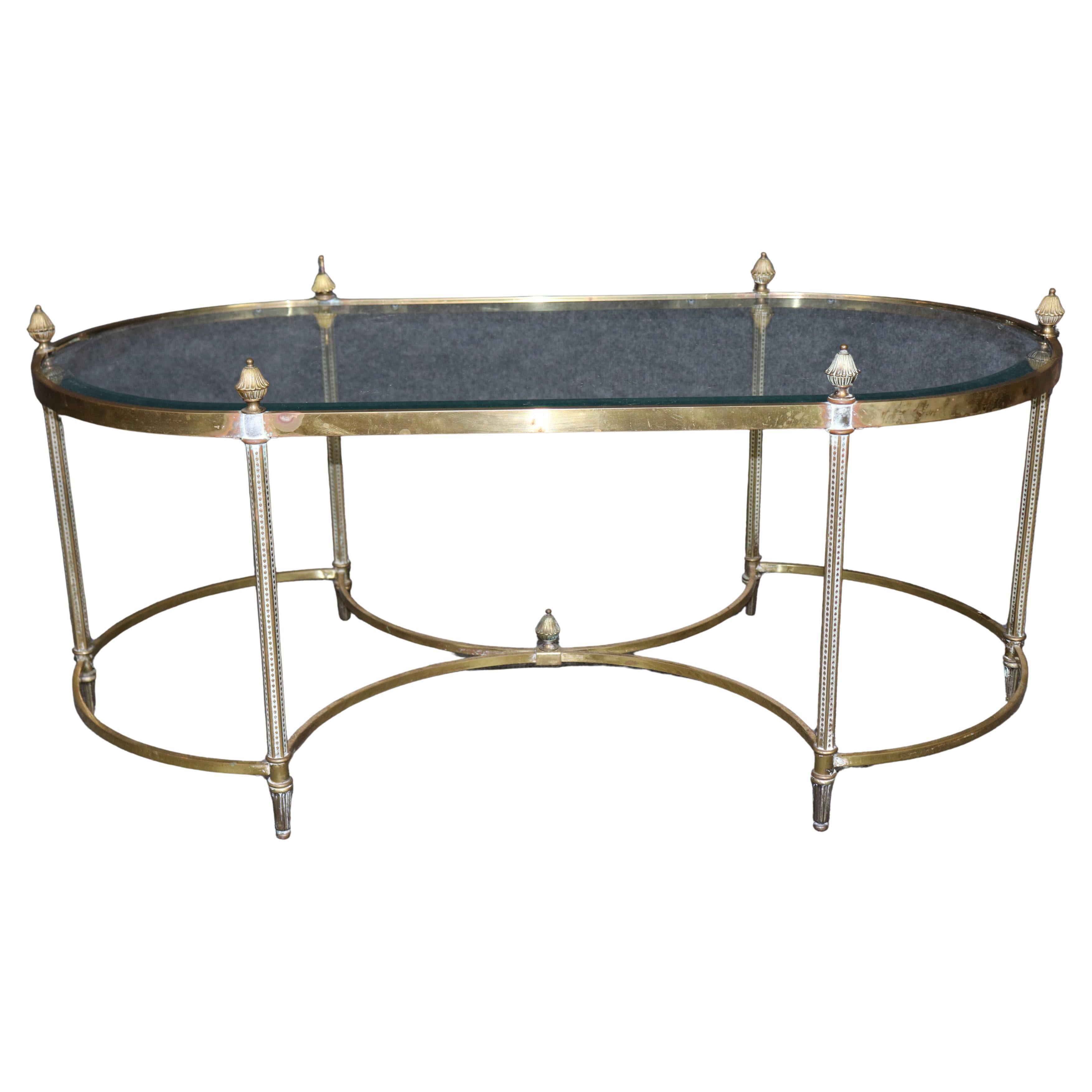 Table basse Directoire ovale en laiton de la Maison Jansen
