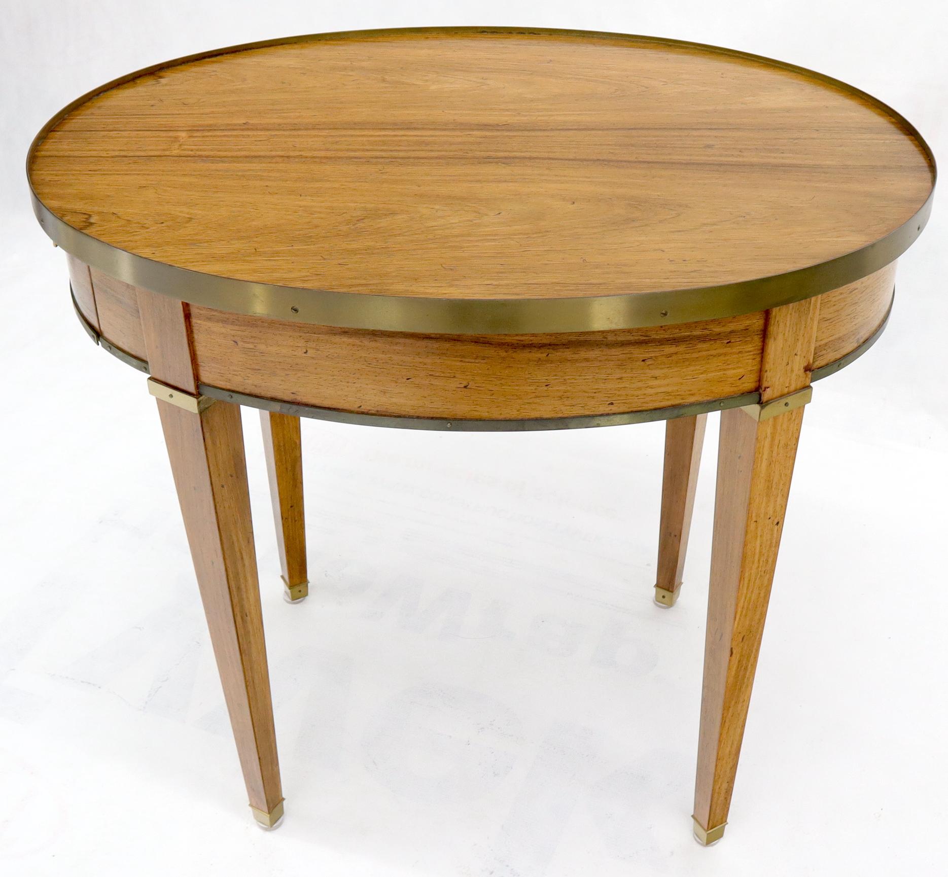 Mid-Century Modern Oval Brass Gallery One-Drawer End Side Table in Bleached Rosewood by Baker For Sale