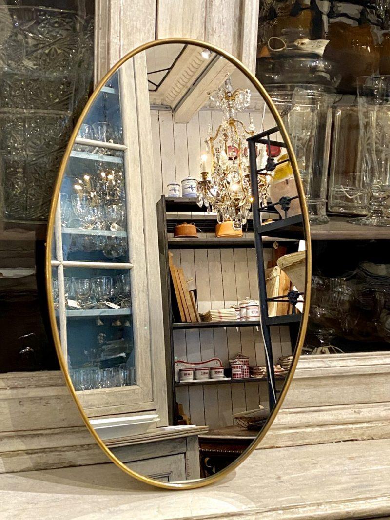 Oval Brass Mirror-Italy 1950s In Good Condition For Sale In Copenhagen K, DK